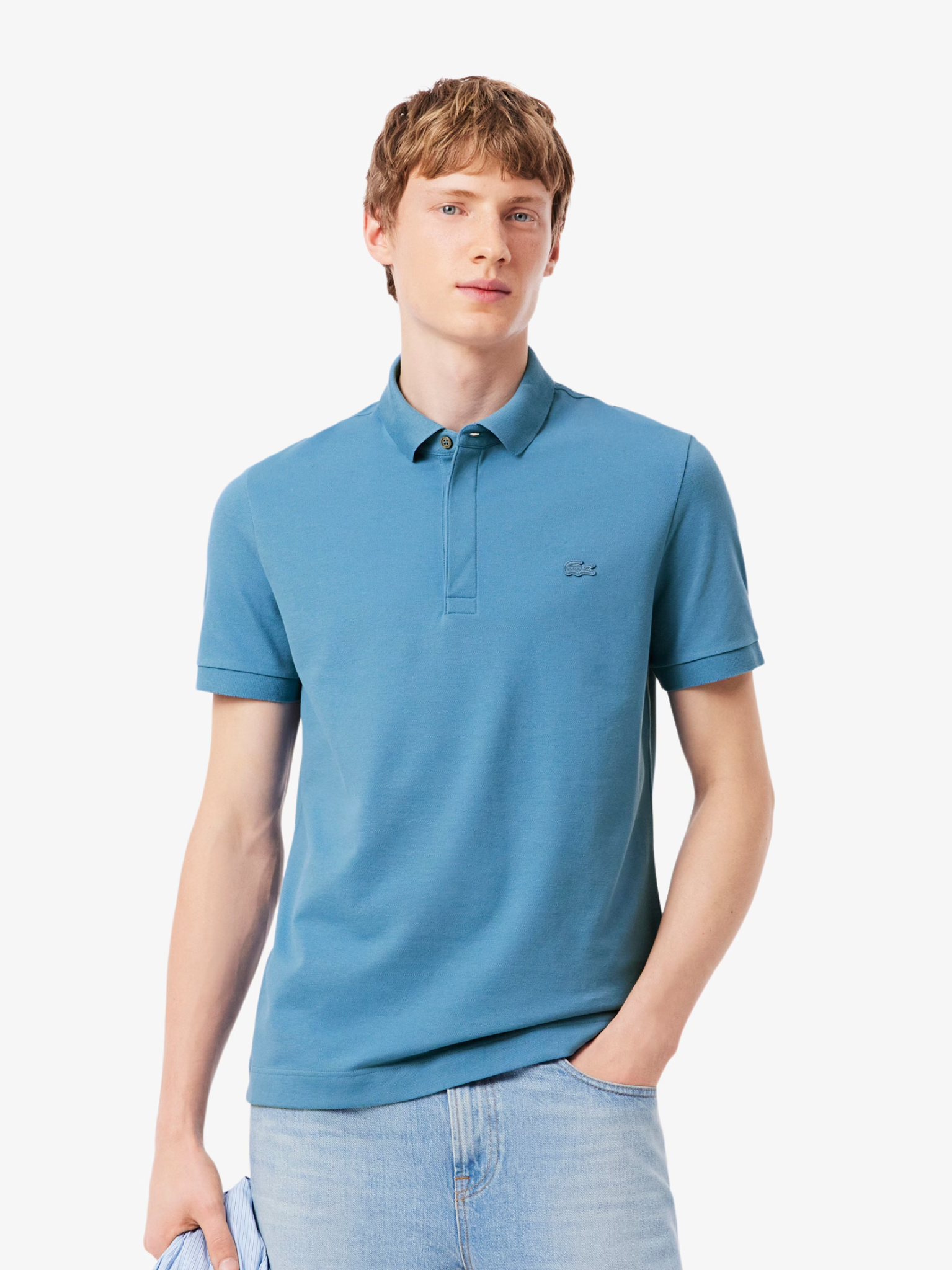 LACOSTE Regular Fit Paris Stretch Piqué Polo Shirt Sky Blue