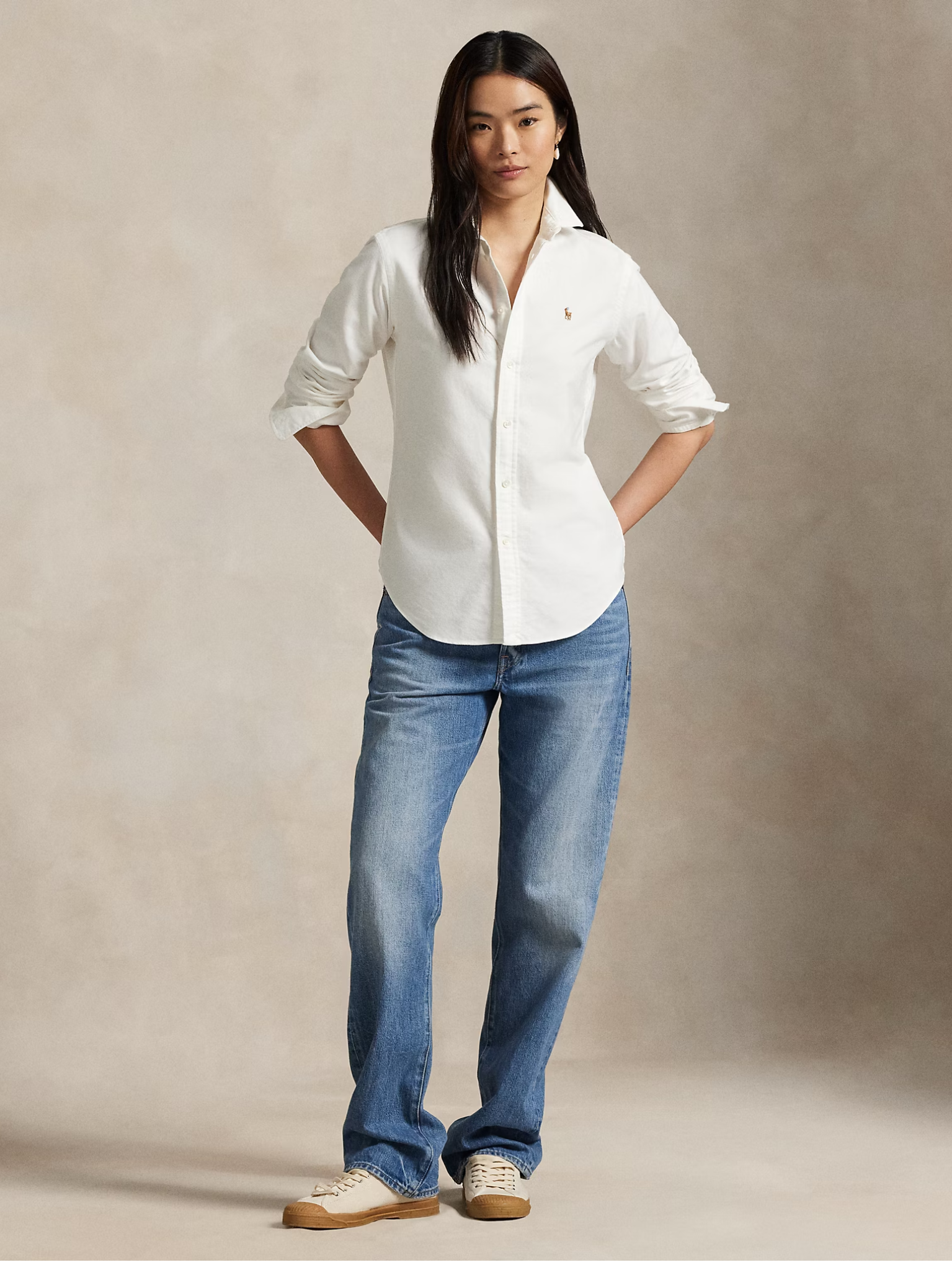 RALPH LAUREN WOMEN Slim Fit Oxford Shirt White