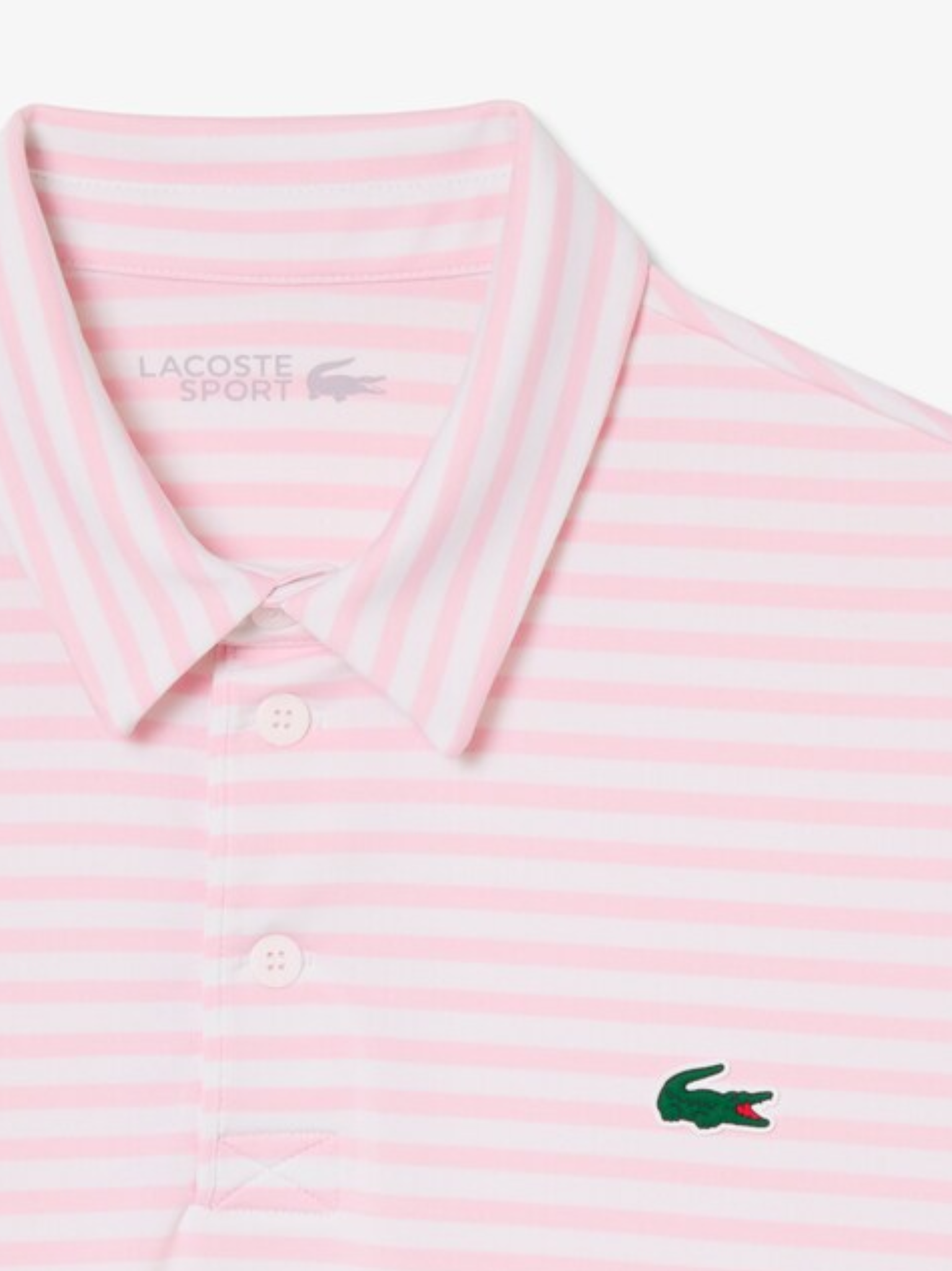 LACOSTE Regular Fit Ultra Dry Striped Golf Polo Shirt Light Pink