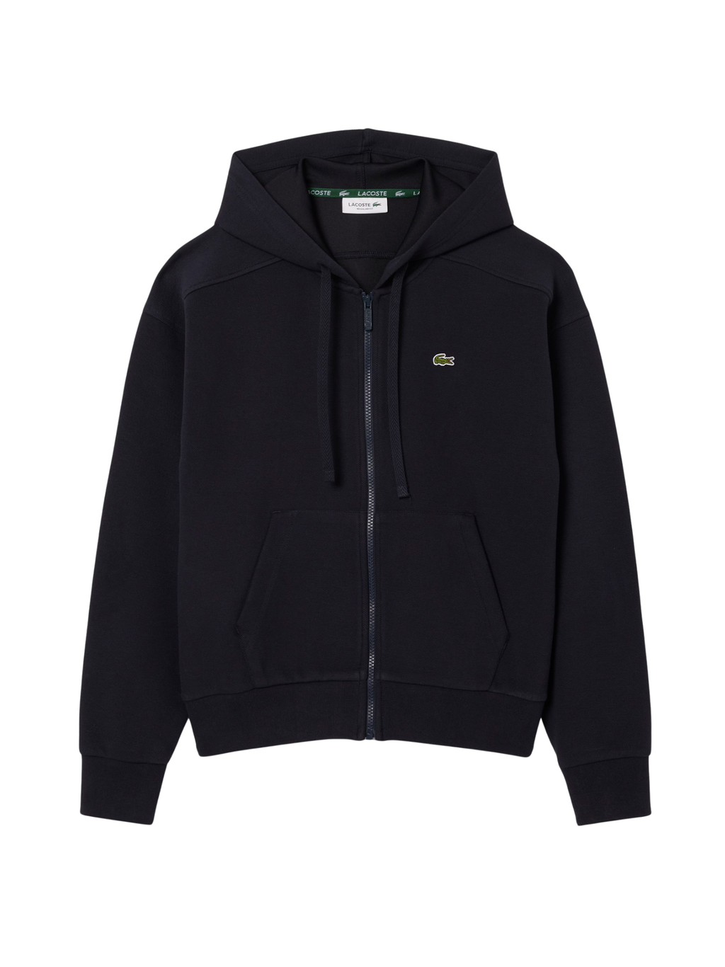 LACOSTE WOMEN Zipped Piqué Hoodie Navy Blue