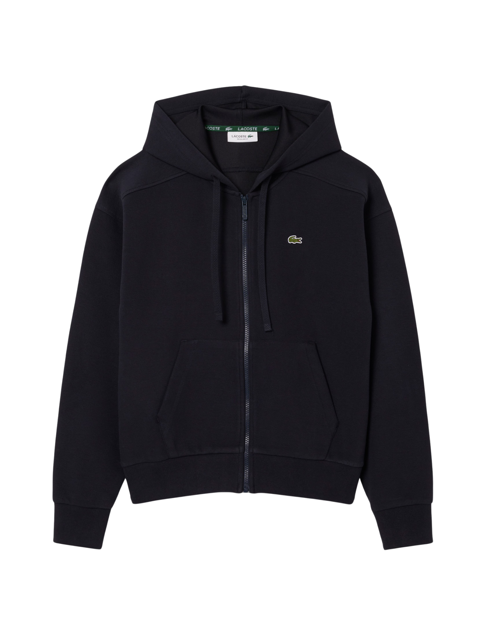 LACOSTE WOMEN Zipped Piqué Hoodie Navy Blue
