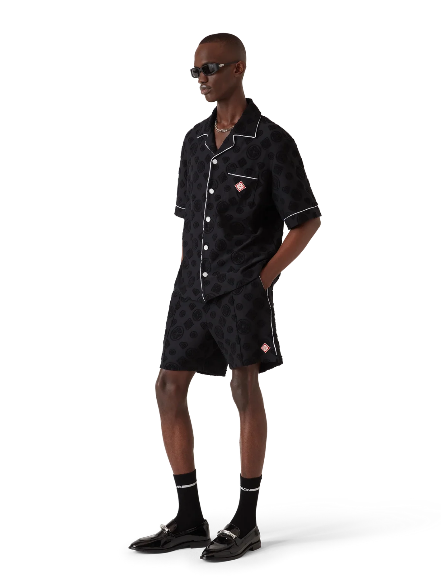 CASABLANCA Towelling Monogram Shirt Black