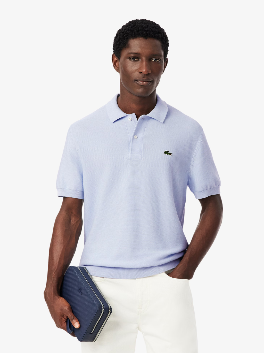 LACOSTE Classic Fit Knitted Polo Shirt Light Blue