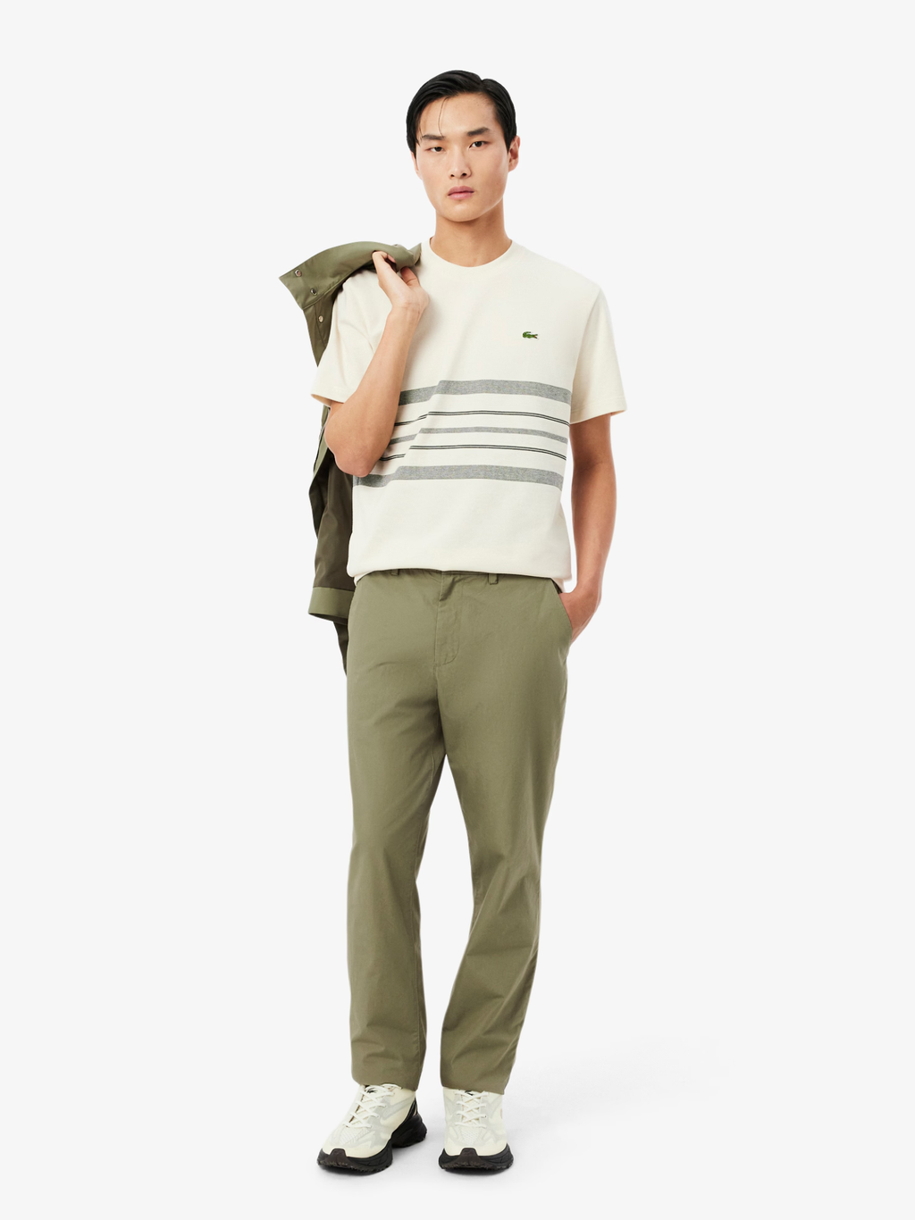 LACOSTE Regular Fit Cotton Twill Chino Pants Khaki Green