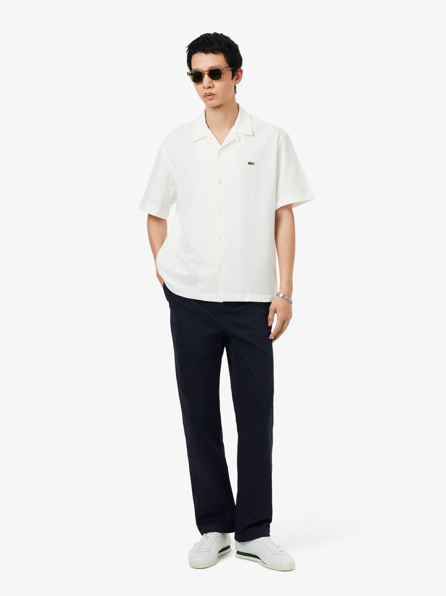 LACOSTE Regular Fit Cotton Twill Chino Pants Navy Blue