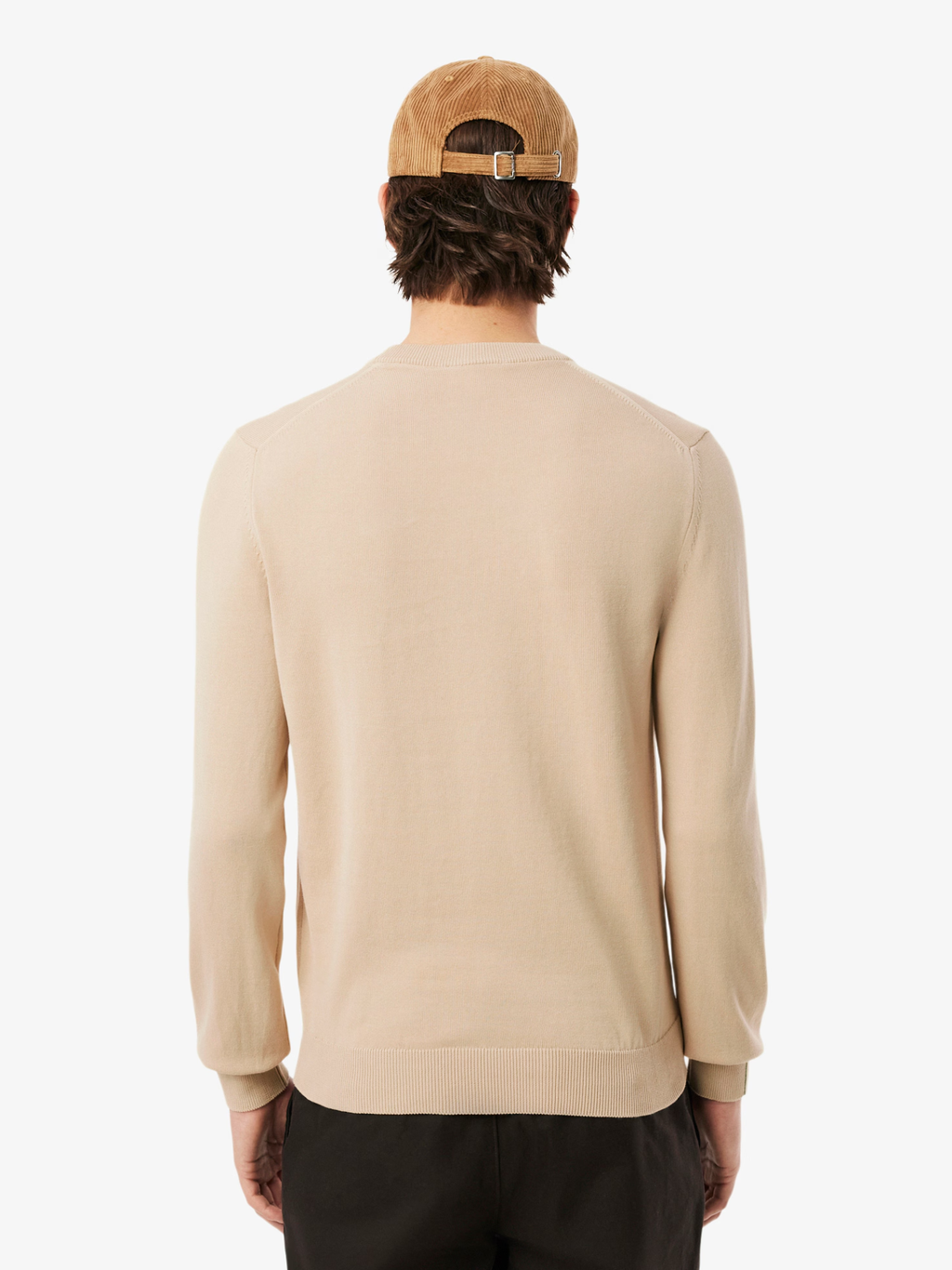 LACOSTE Monochrome Crew Neck Cotton Sweater Beige