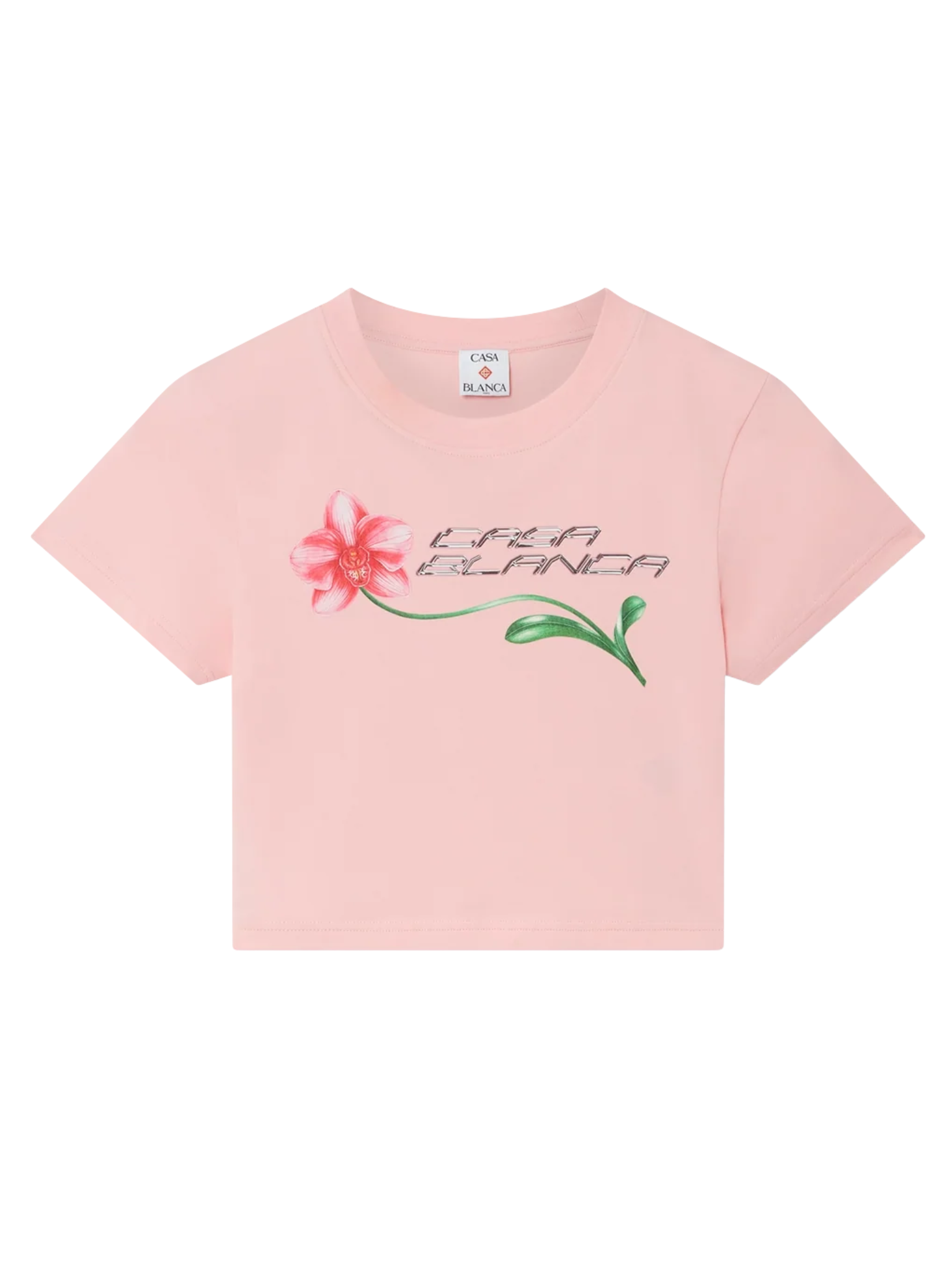 CASABLANCA WOMEN Orchid Logo Cropped Baby Tee Pink