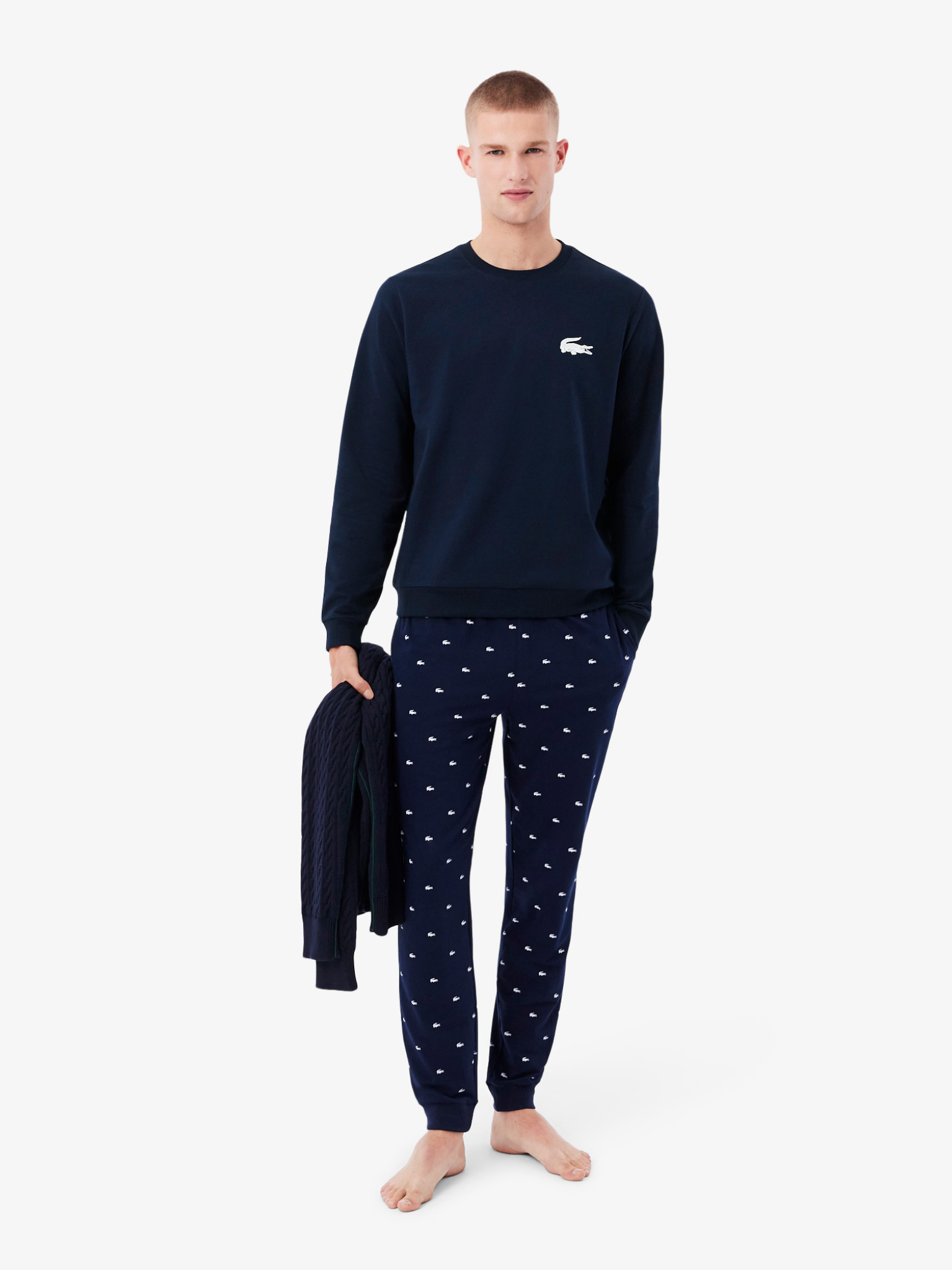 LACOSTE Fleece Lounge Hoodie Navy Blue