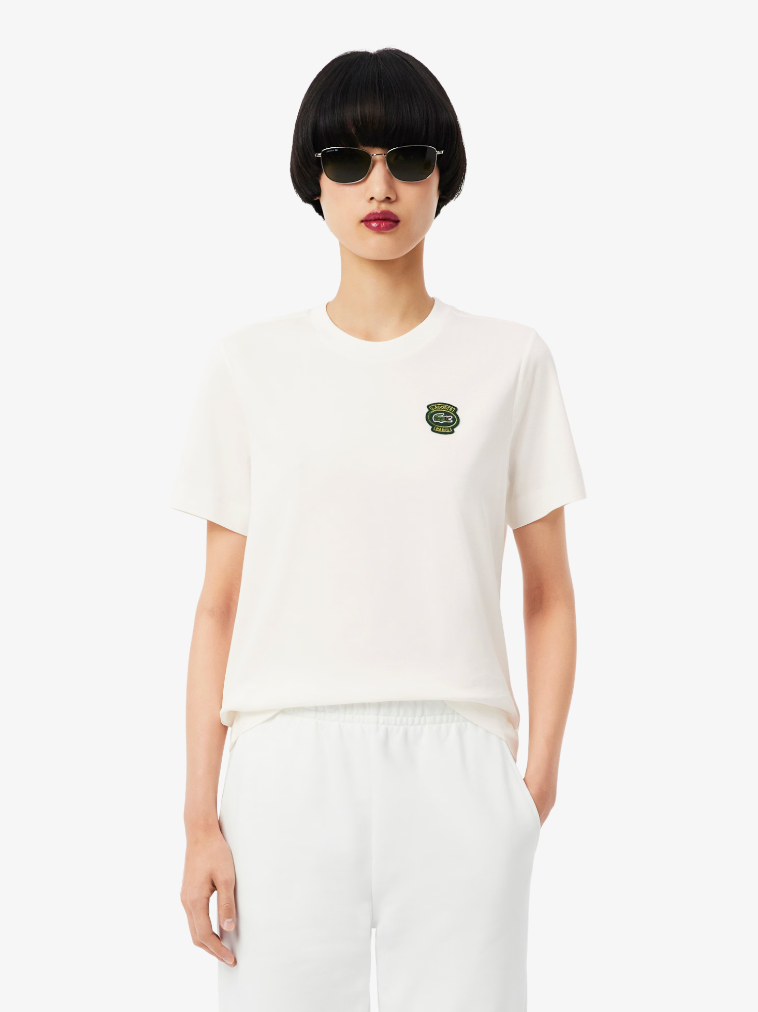 LACOSTE WOMEN Cotton Badge T-shirt White