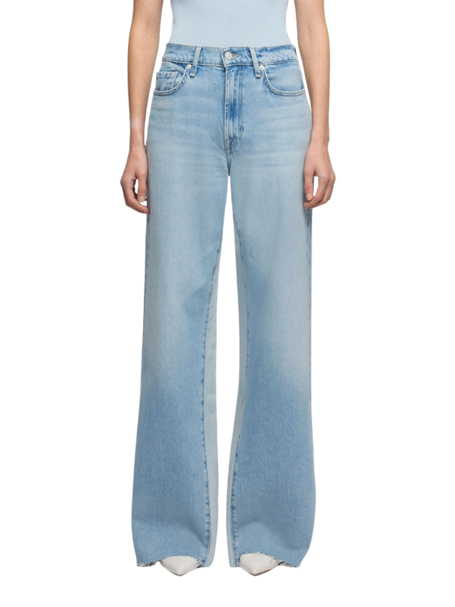 7 FOR ALL MANKIND WOMEN Panelled Lotta Jeans Light Blue