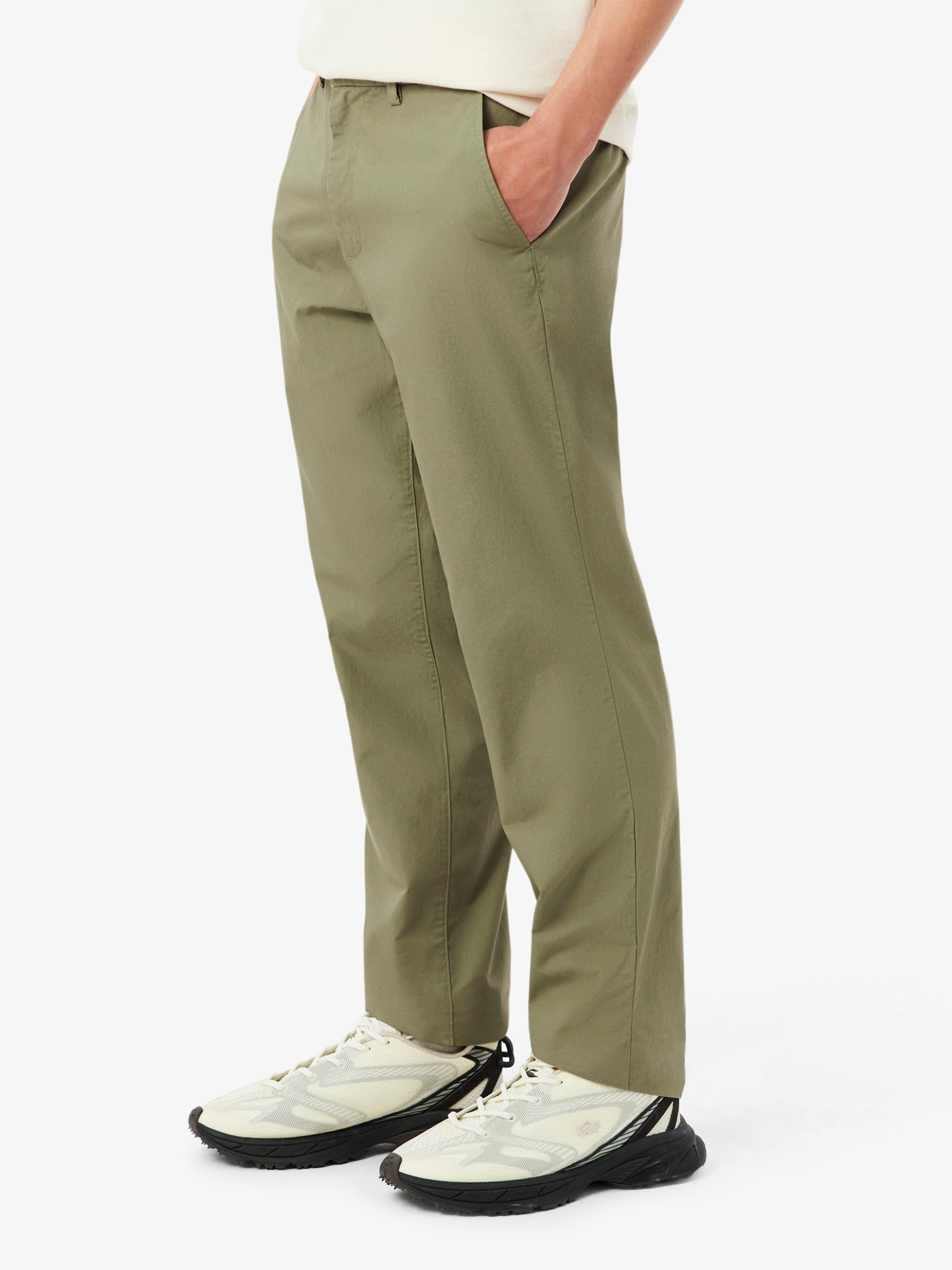 LACOSTE Regular Fit Cotton Twill Chino Pants Khaki Green