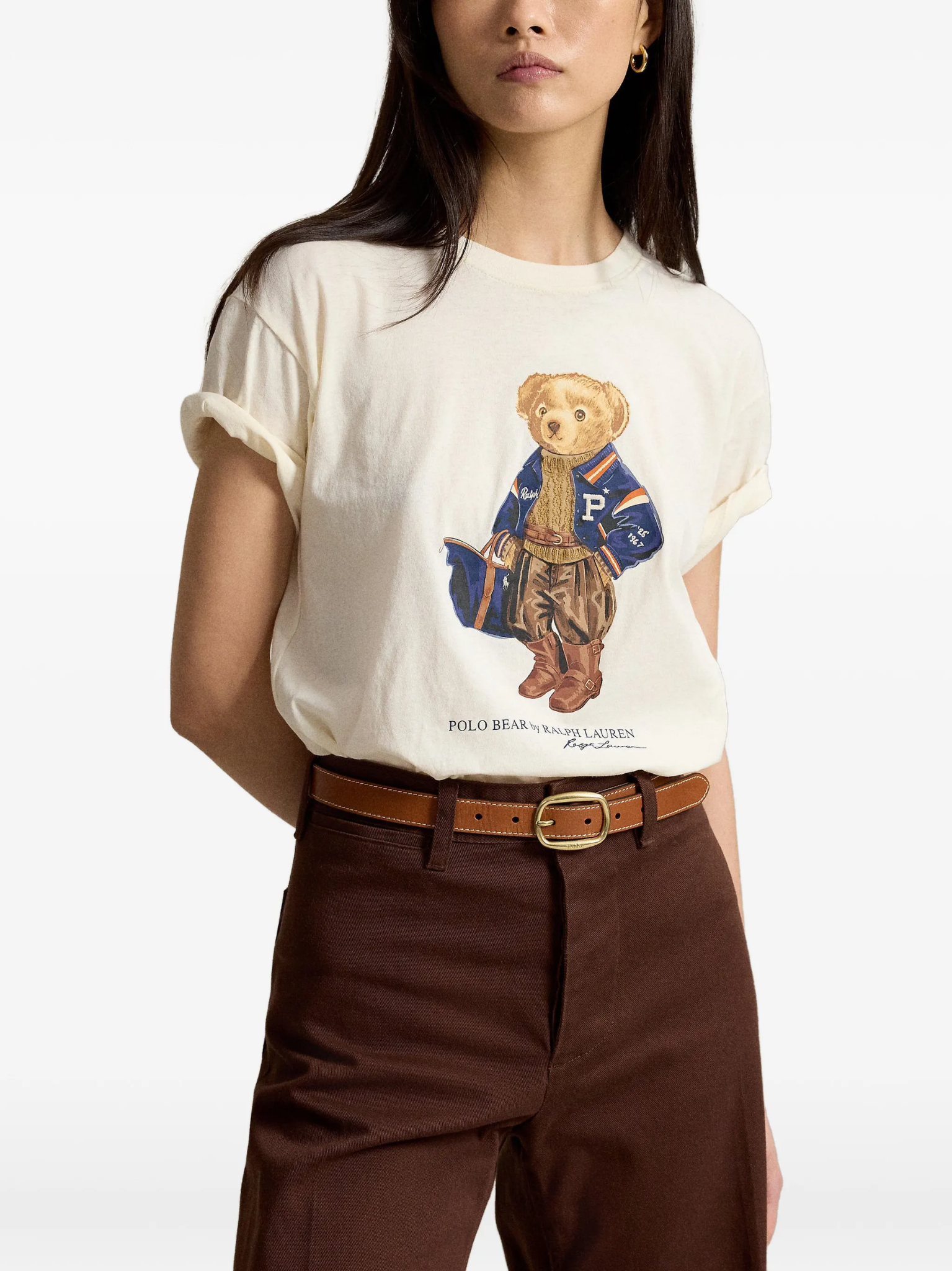 RALPH LAUREN WOMEN Polo Bear Cotton Jersey Tee Warm White