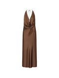 ROTATE BIRGER CHRISTENSEN WOMEN Chiffon Halter Dress Dark Brown