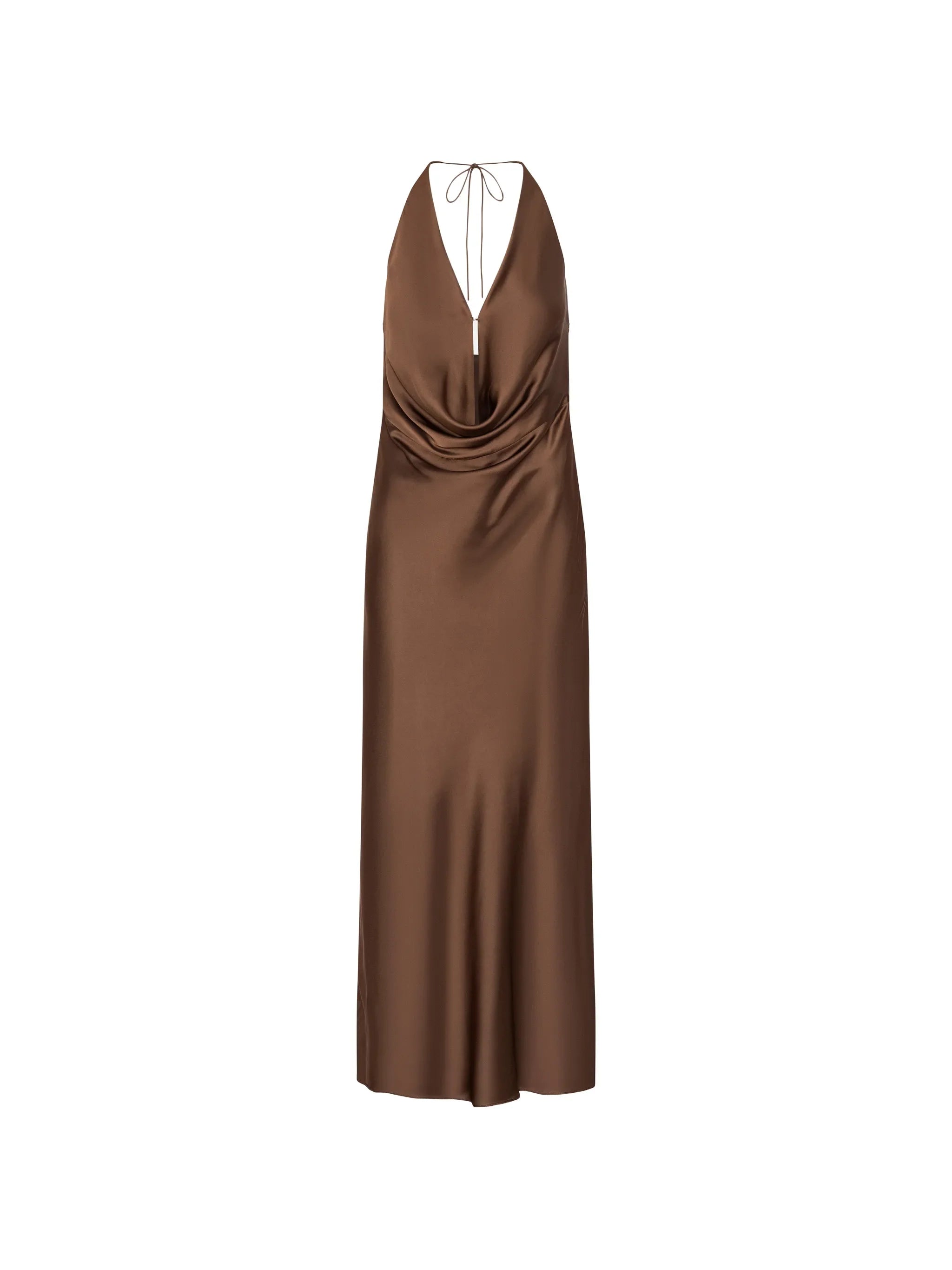 ROTATE BIRGER CHRISTENSEN WOMEN Chiffon Halter Dress Dark Brown