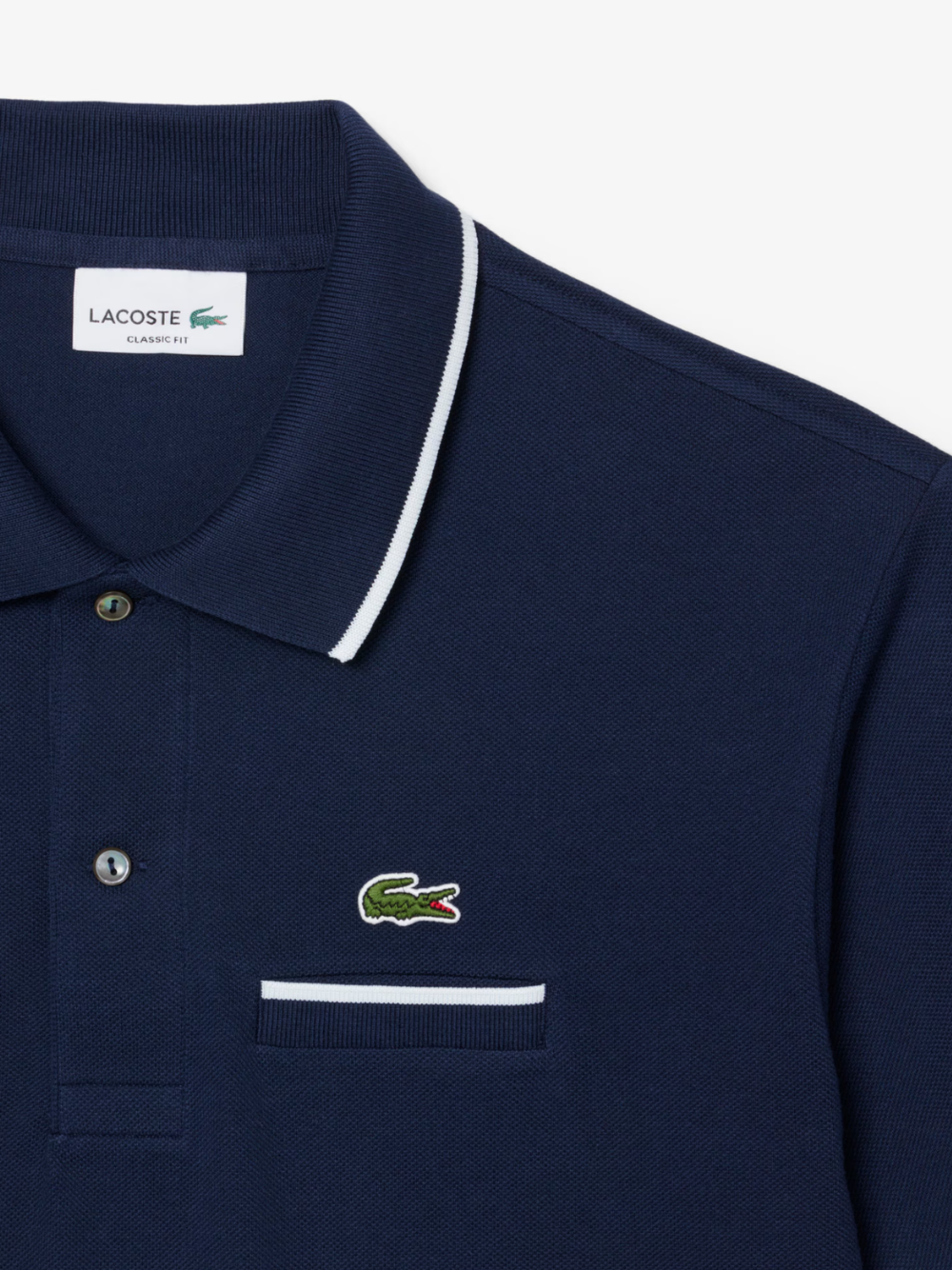 LACOSTE Classic Fit Pocket Accent L.12.12 Polo Shirt Navy/White