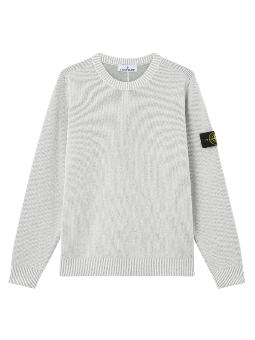 STONE ISLAND Plated Rib Cotton Bouclé Jumper Pearl Grey Melange