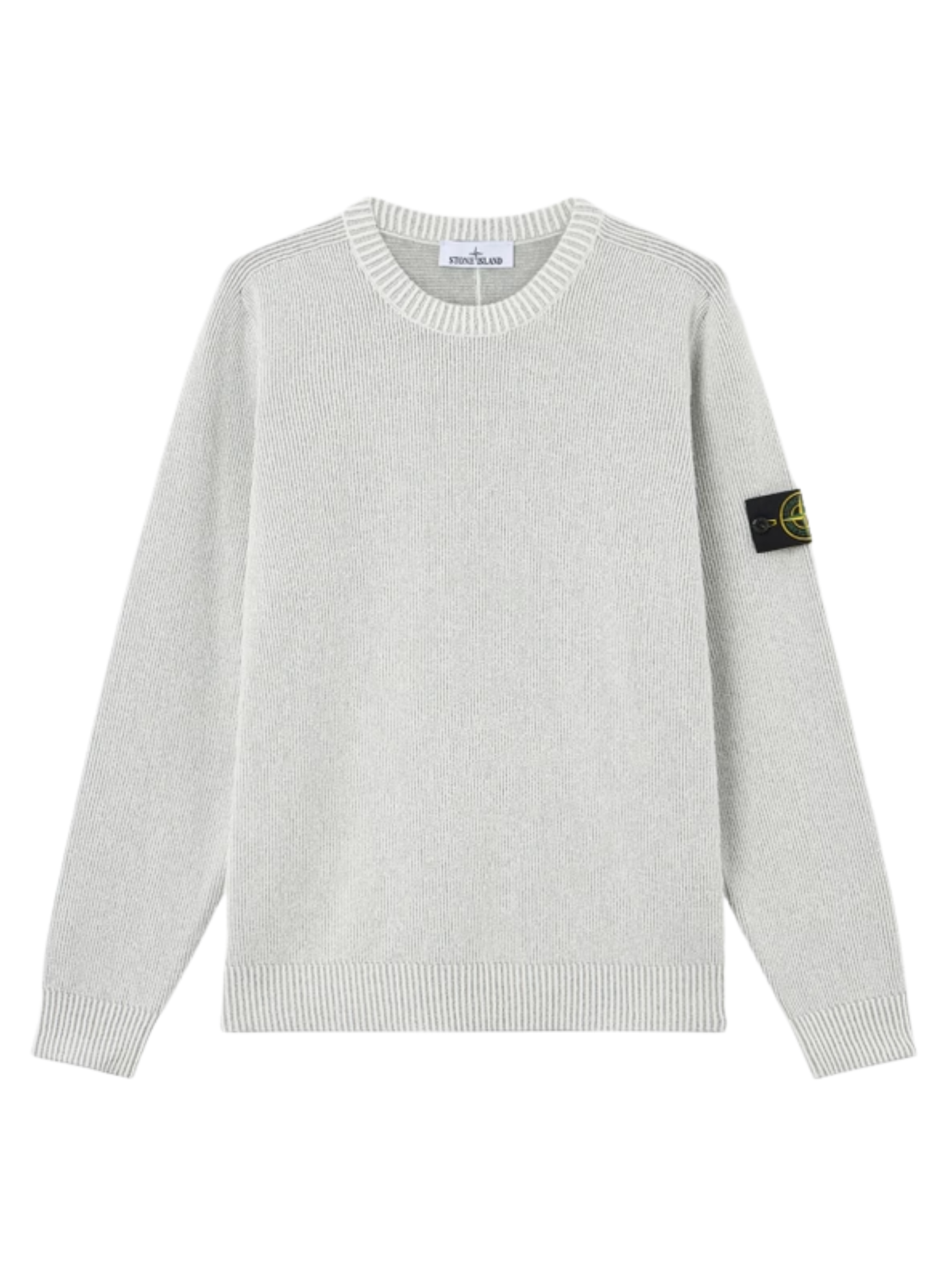 STONE ISLAND Plated Rib Cotton Bouclé Jumper Pearl Grey Melange