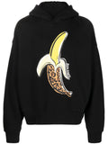 PALM ANGELS Banana Print Cotton Hoodie Black