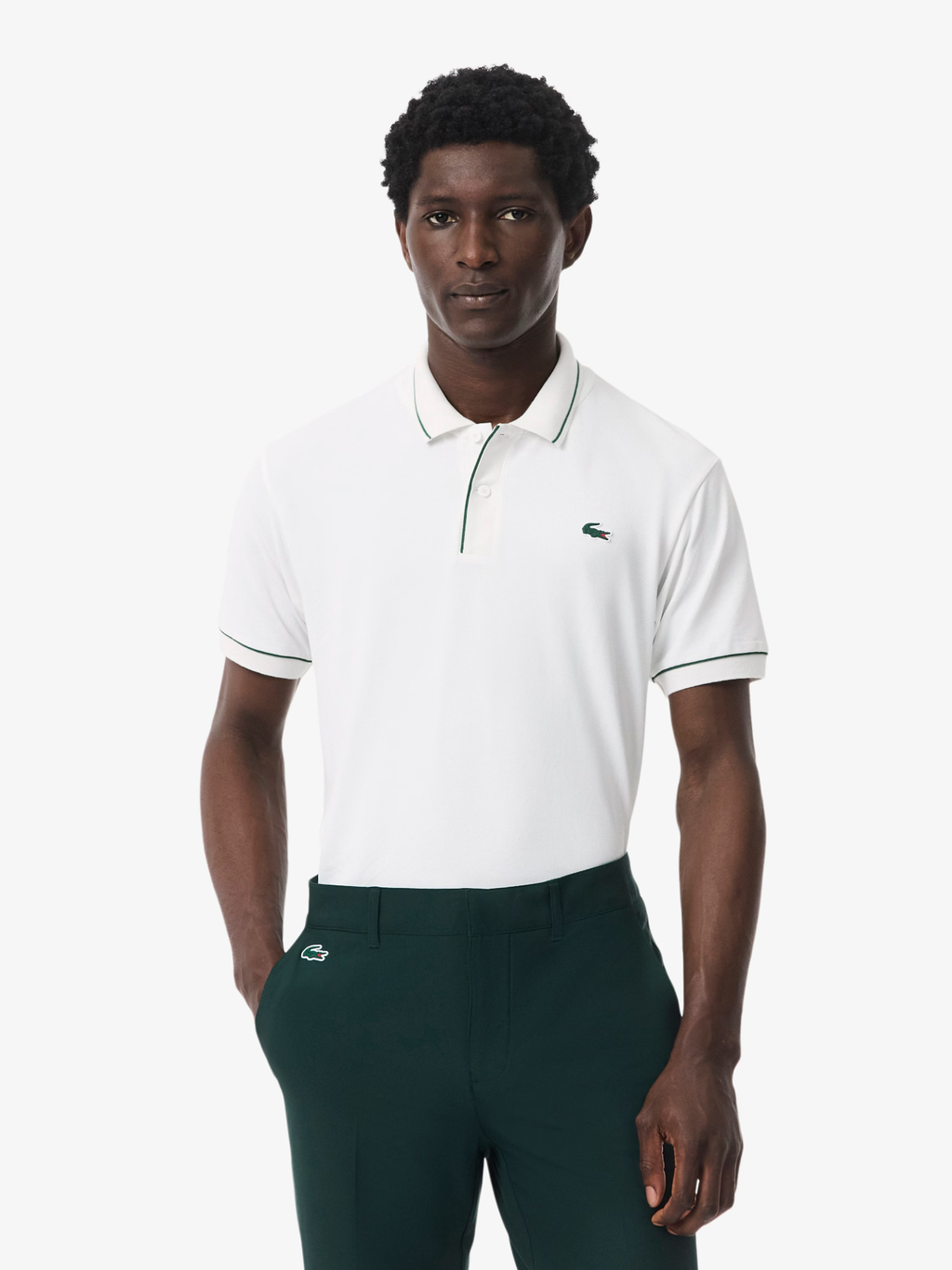 LACOSTE Heat Regulating Mini Piqué Golf Polo Shirt White
