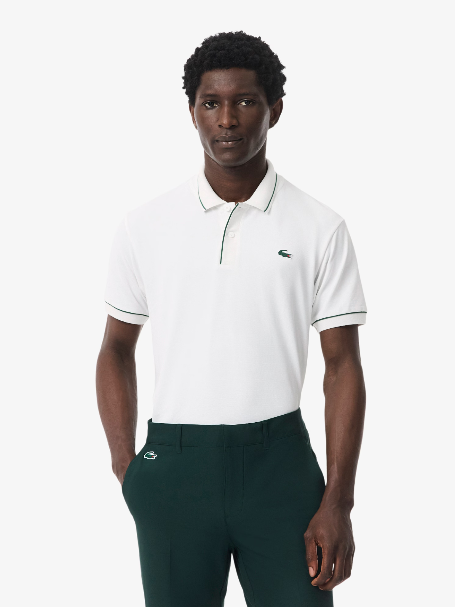 LACOSTE Heat Regulating Mini Piqué Golf Polo Shirt White