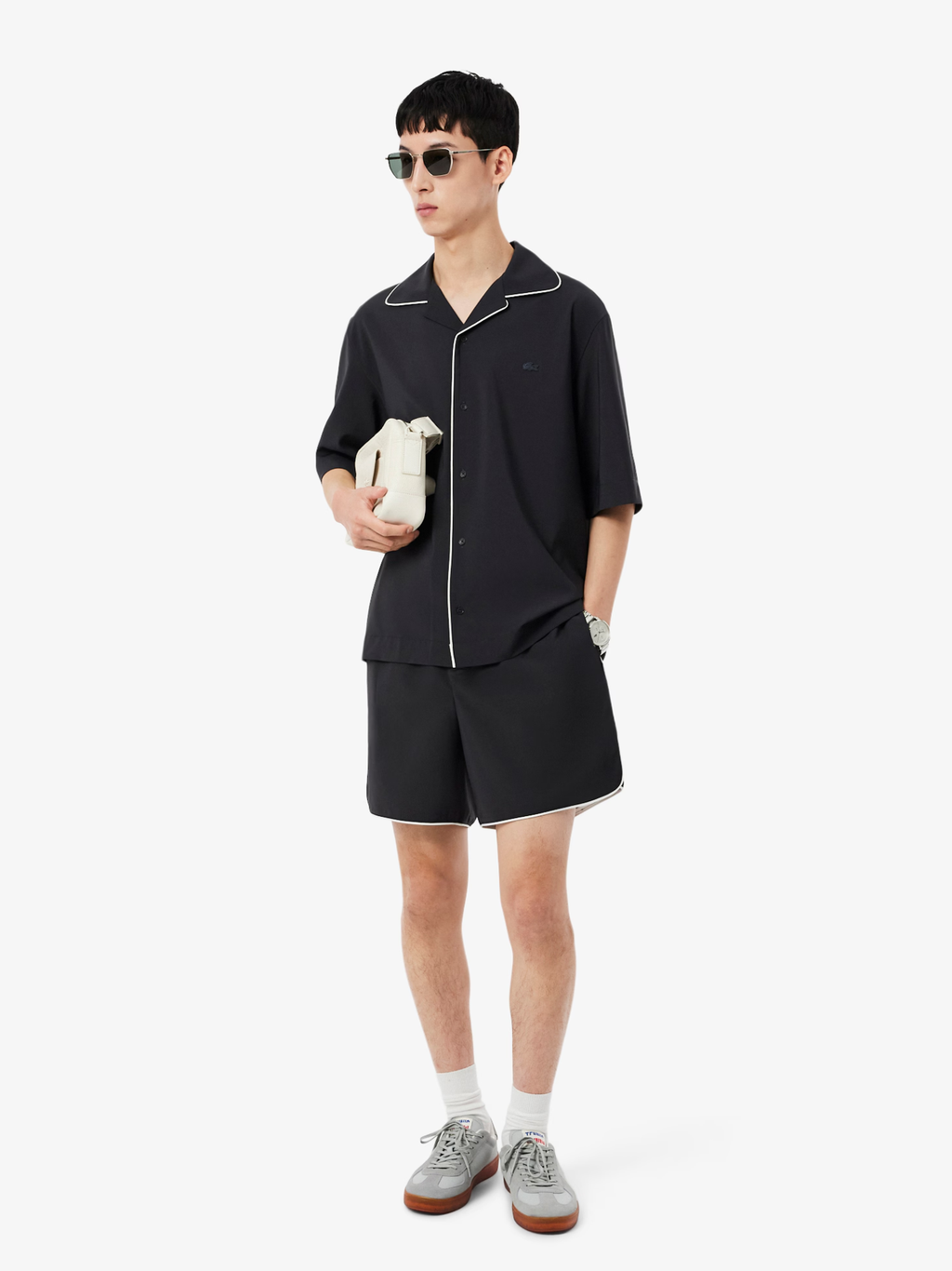 LACOSTE Relaxed Fit Short Sleeved Wool Shirt Dark Grey