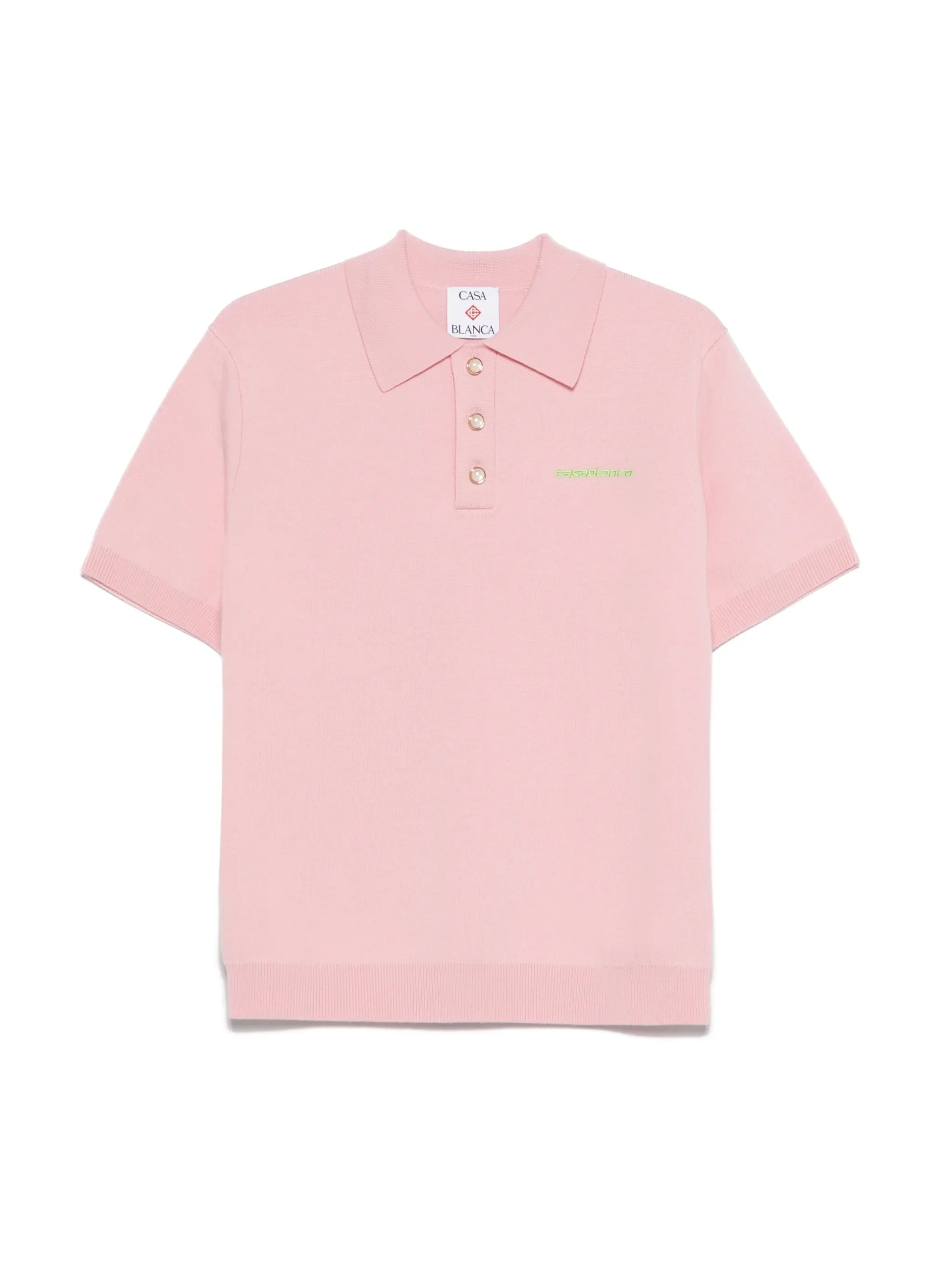 CASABLANCA Double Face Short Sleeve Polo Shirt Pink