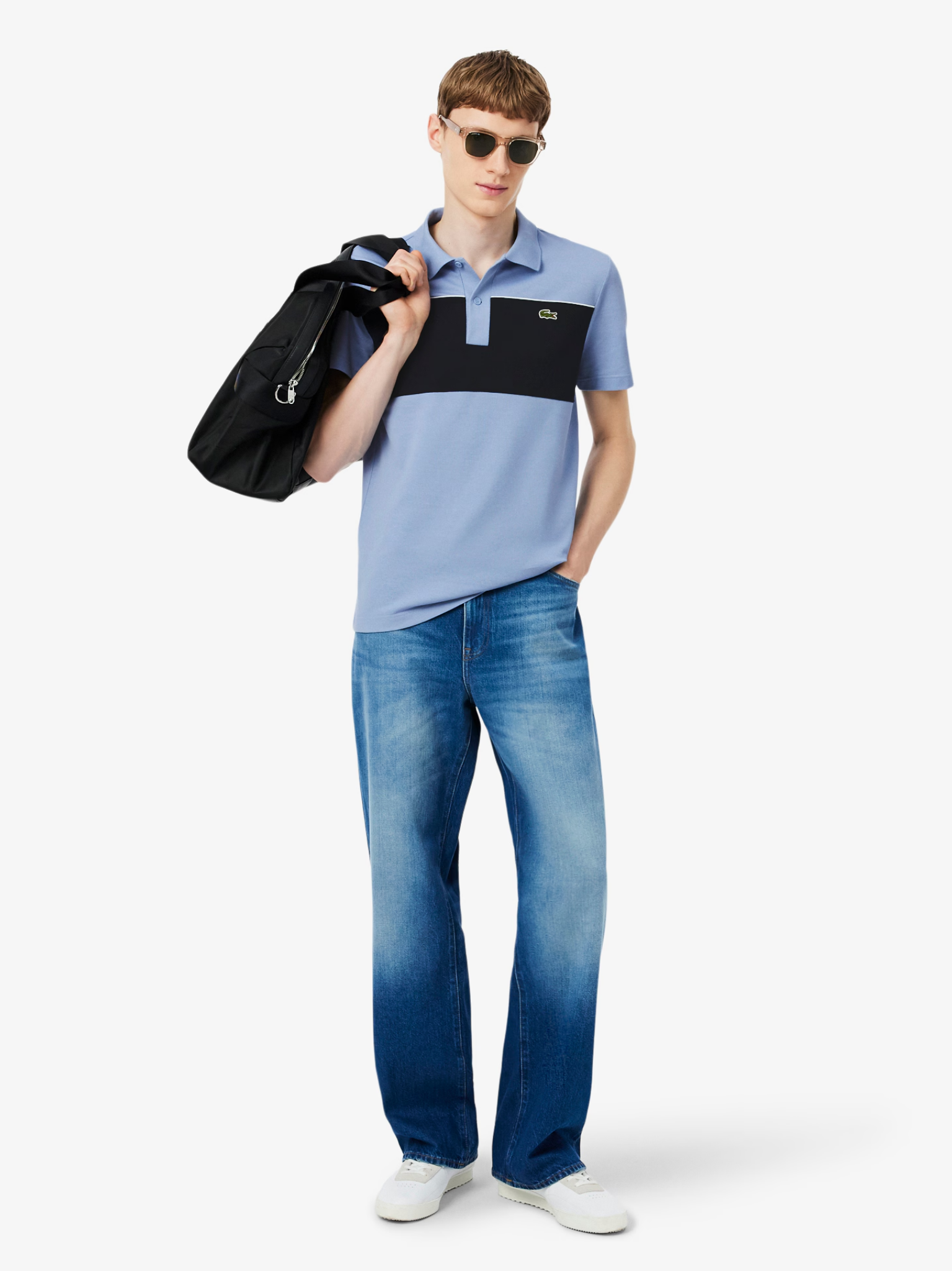 LACOSTE Regular Fit Colour-Block Piqué Polo Shirt Blue