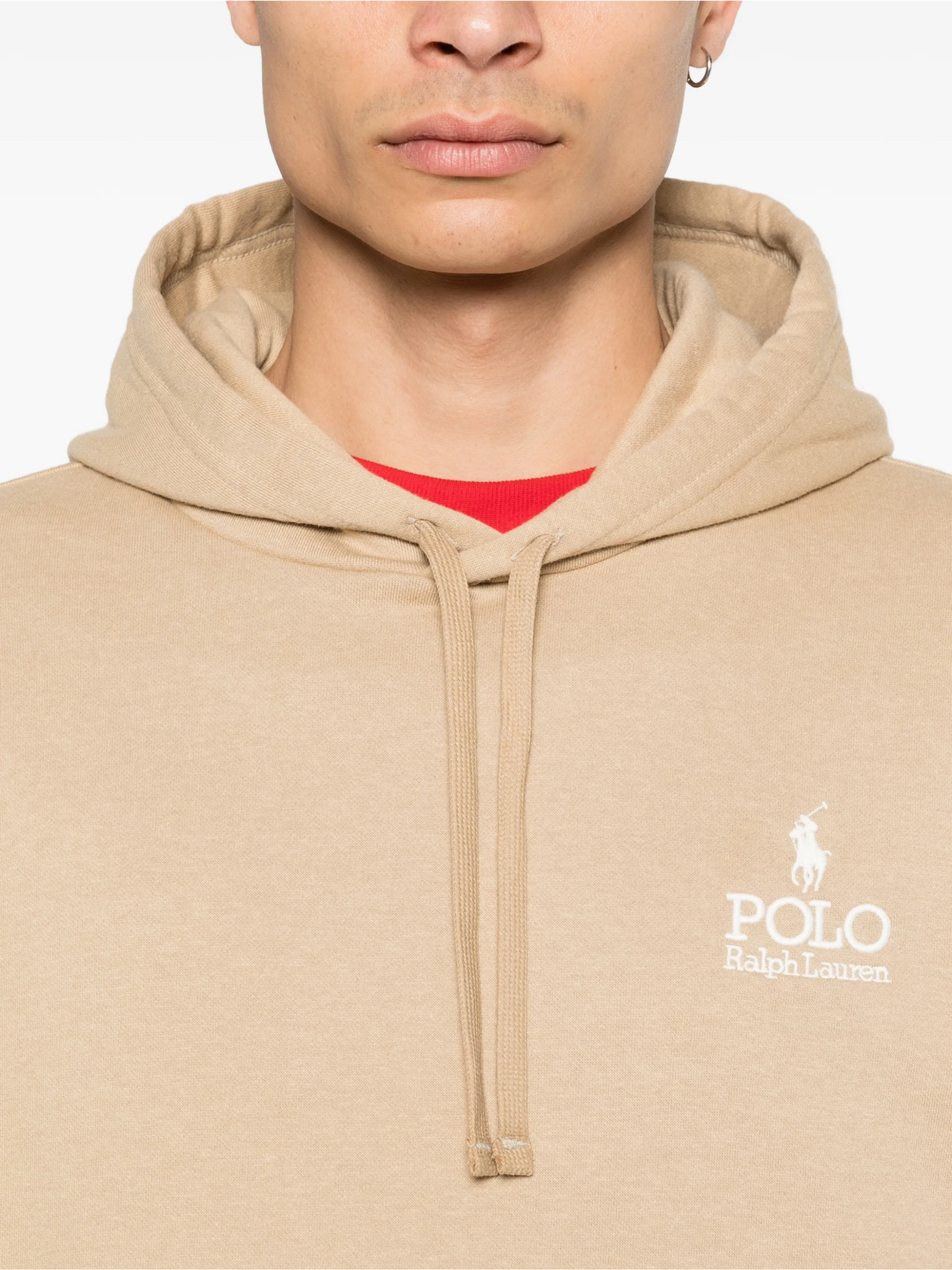 RALPH LAUREN Logo Fleece Hoodie Vintage Khaki