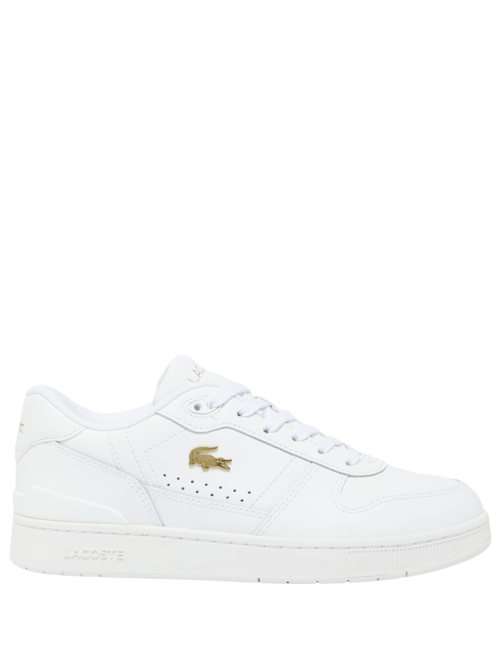 LACOSTE WOMEN T-Clip Set Leather Sneakers White/Gold