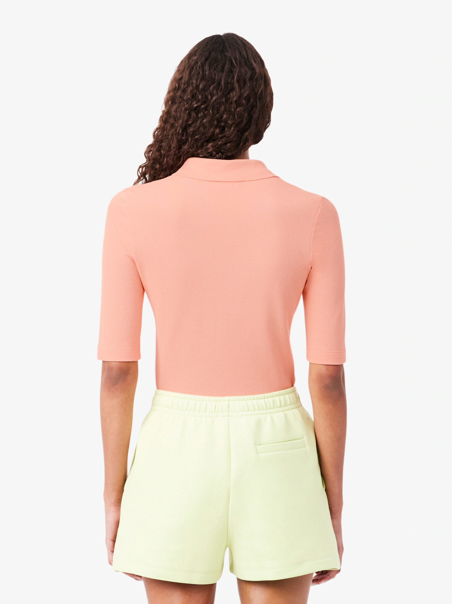 LACOSTE WOMEN Slim Fit L.12.D Three Quarter Sleeve Polo Shirt Coral Pink