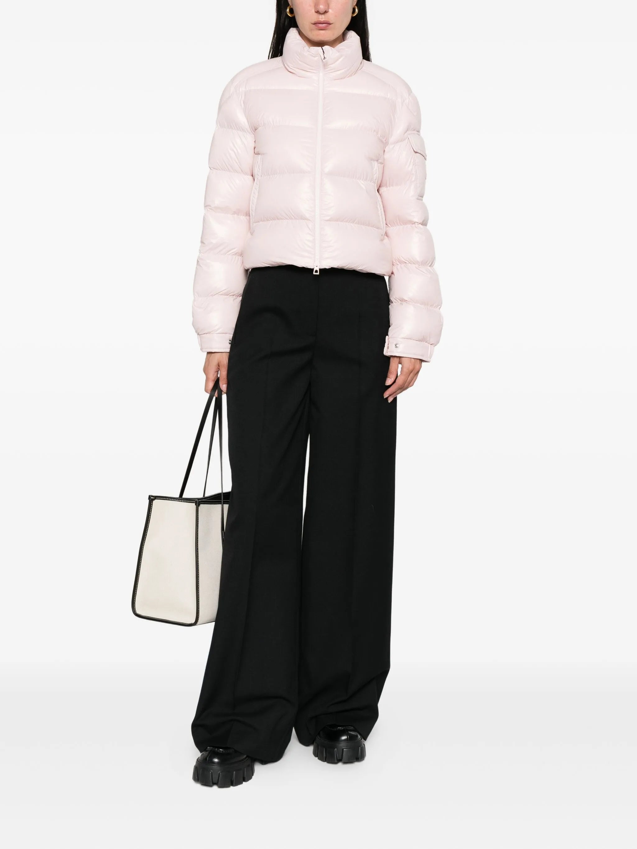 MONCLER WOMEN Pleated Wide Leg Trousers Black