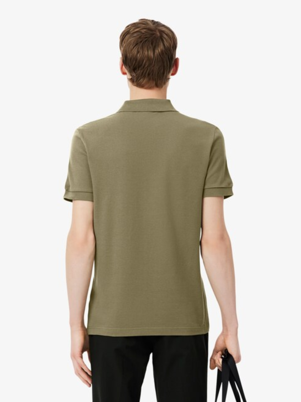 LACOSTE Regular Fit Logo Stripe Polo Shirt Khaki Green