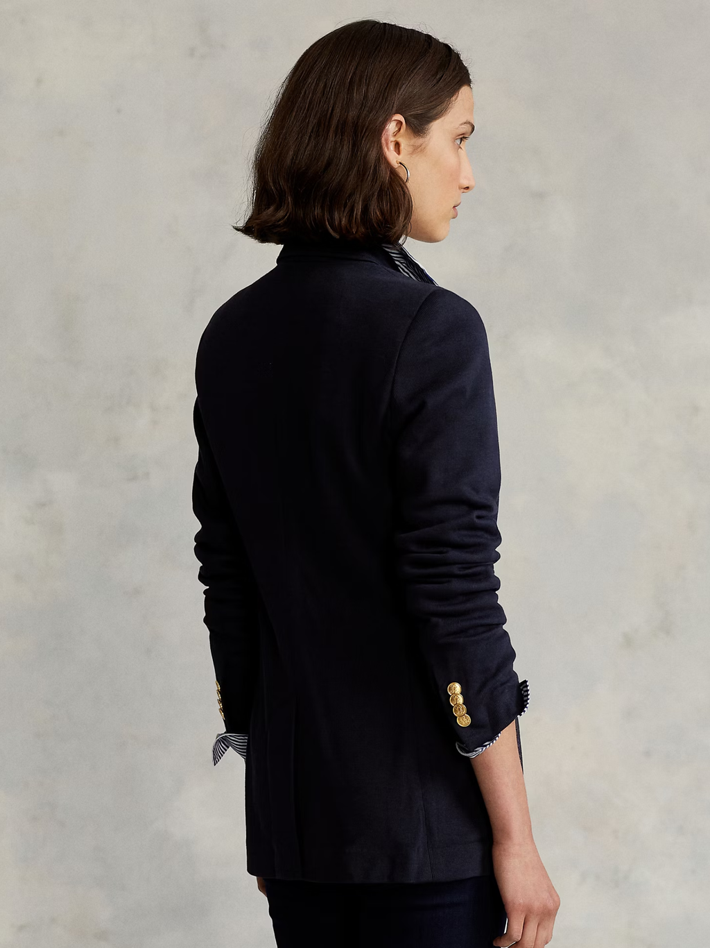 RALPH LAUREN WOMEN Double-Knit Jacquard Blazer Park Avenue Navy