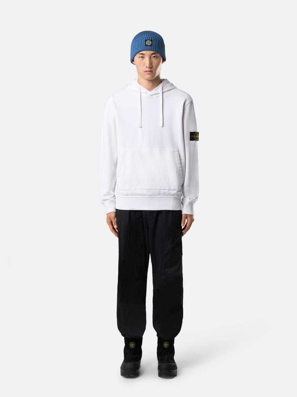 STONE ISLAND Kangaroo Pocket Hoodie White