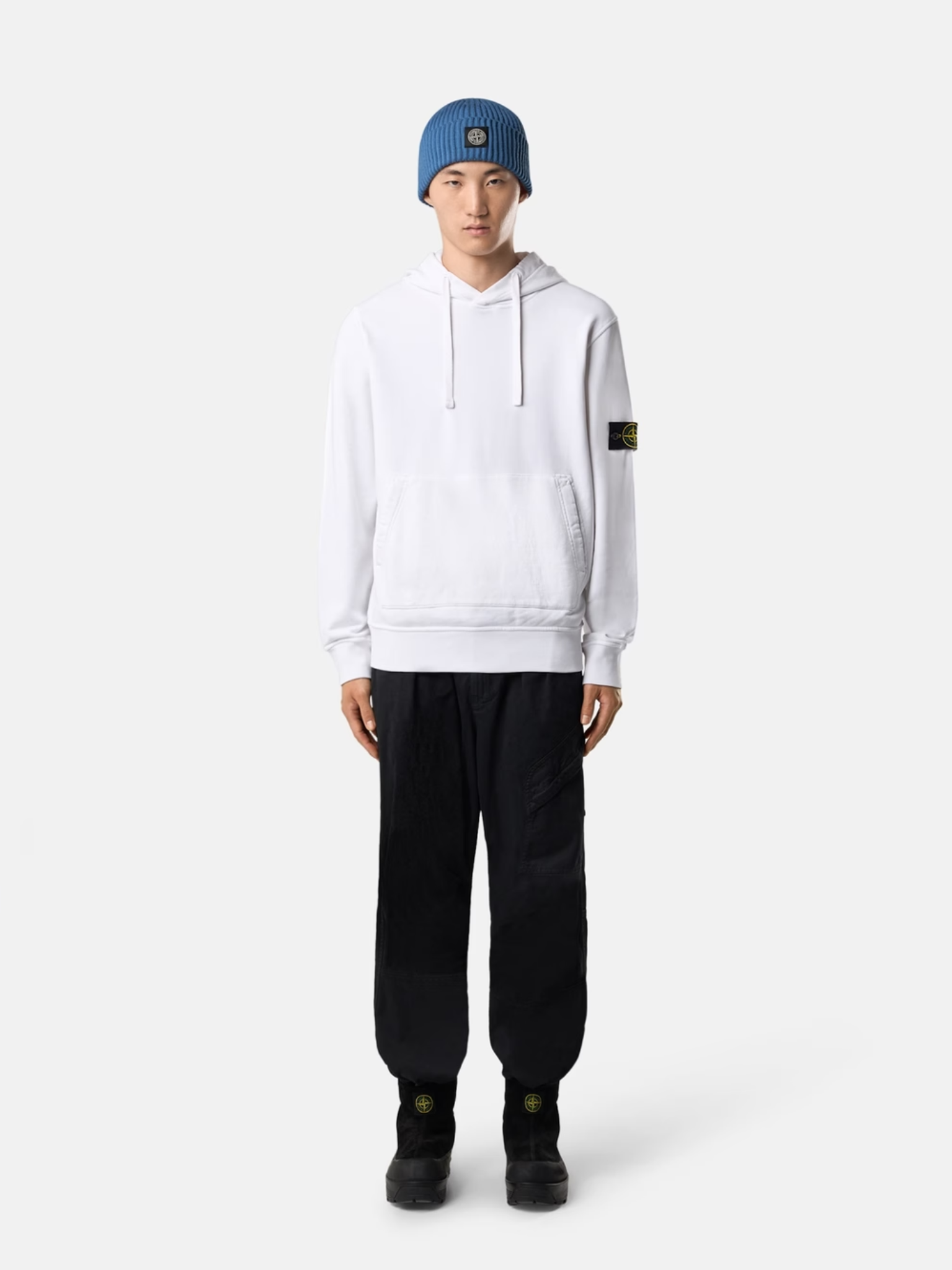 STONE ISLAND Kangaroo Pocket Hoodie White