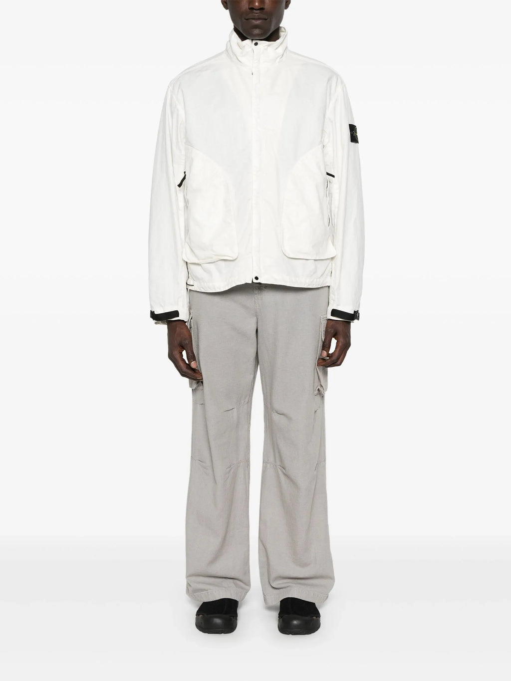 STONE ISLAND Nylon Windbreaker Jacket White