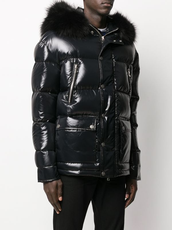 BALMAIN Fur Collar Down Coat Black