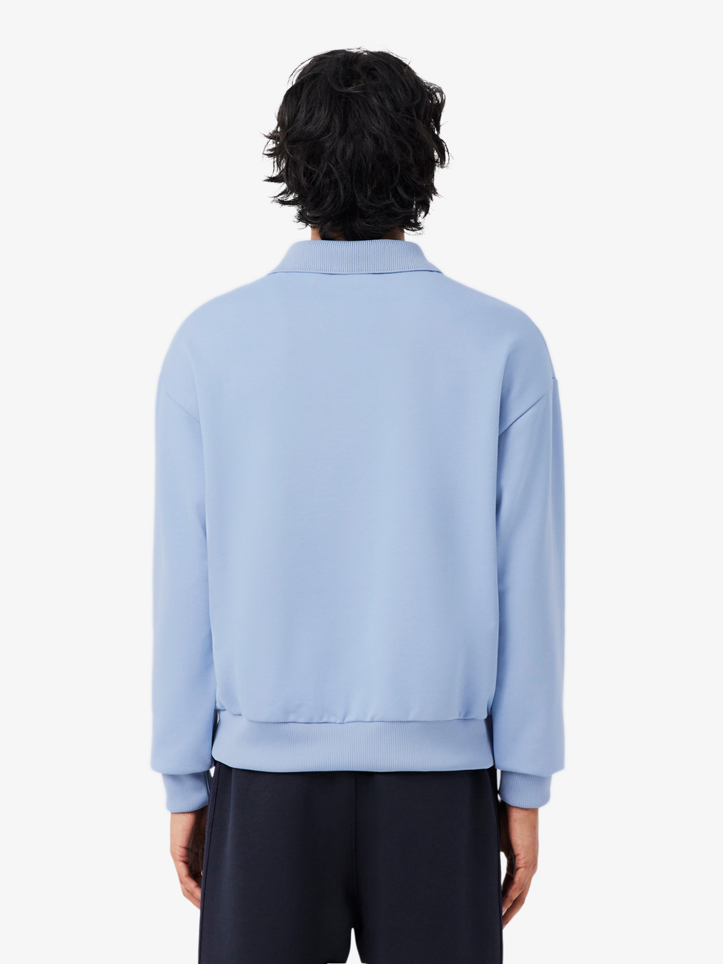 LACOSTE French Made Polo Collar Sweatshirt Light Blue