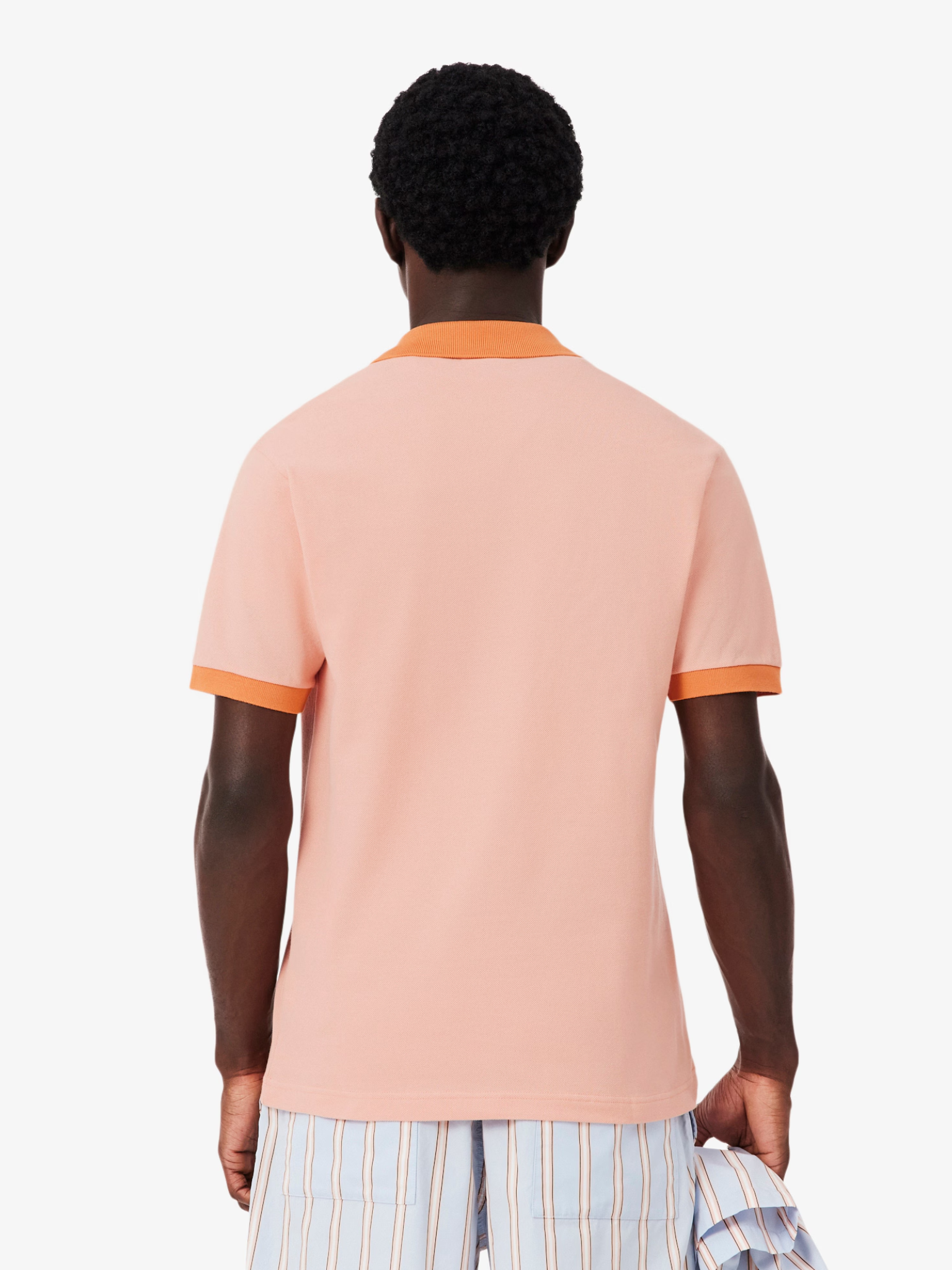 LACOSTE Classic Fit Contrast Rib Polo Rose/Orange