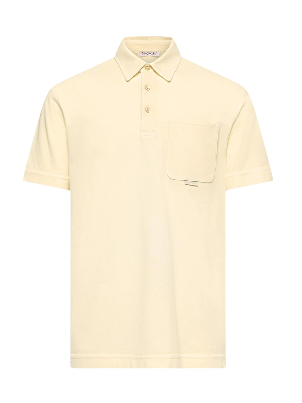 MONCLER Leather Logo Cotton Piquet Polo Shirt Ochre Yellow