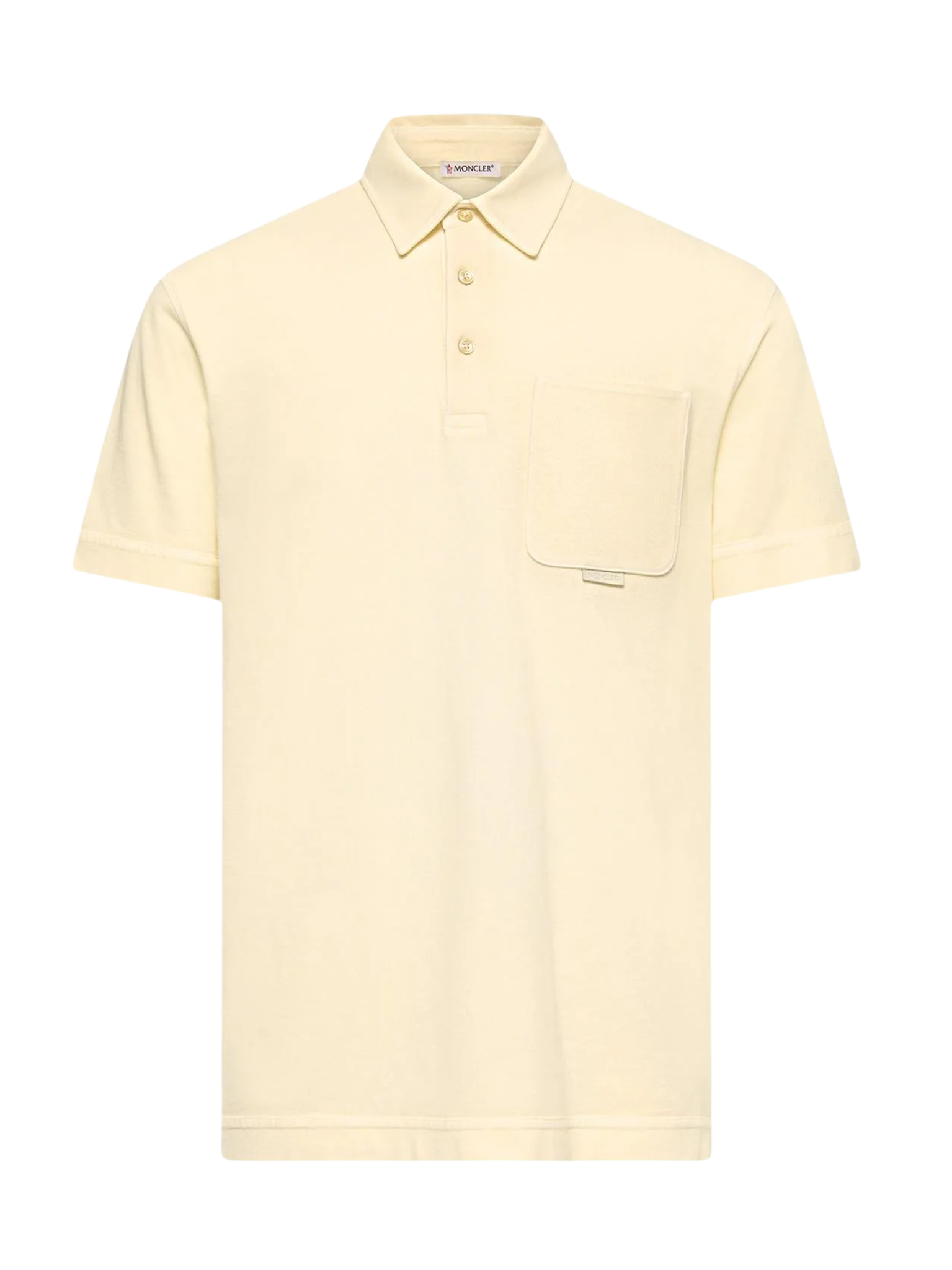 MONCLER Leather Logo Cotton Piquet Polo Shirt Ochre Yellow