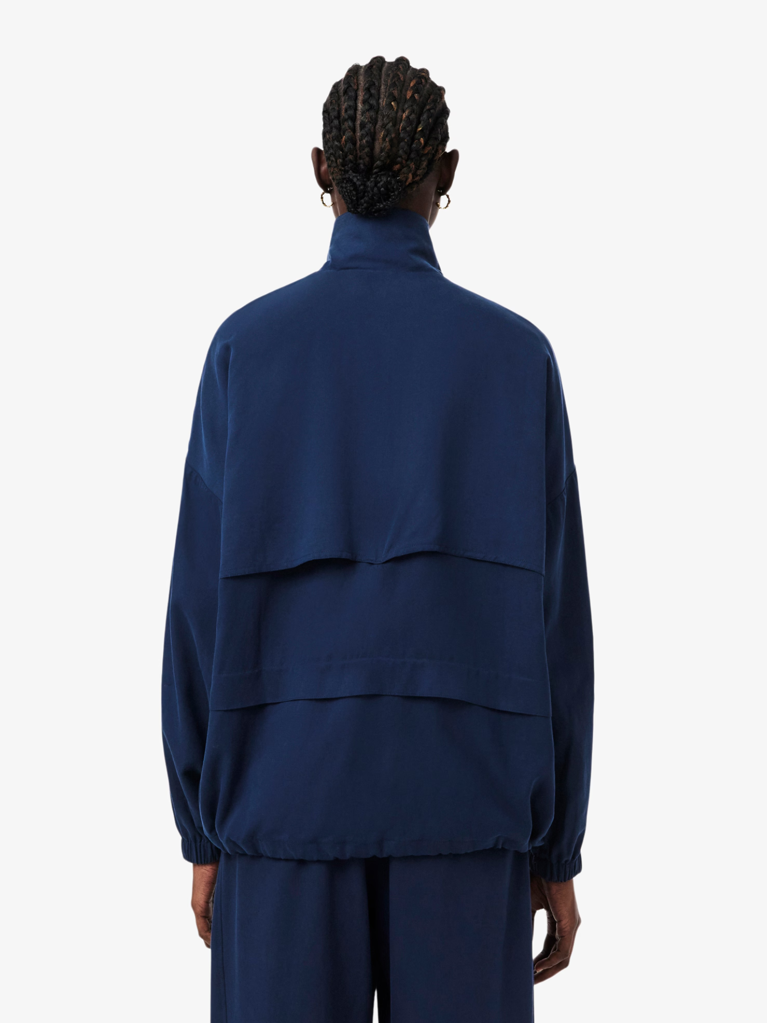 LACOSTE WOMEN Oversized Linen Blend Track Jacket Midnight Blue