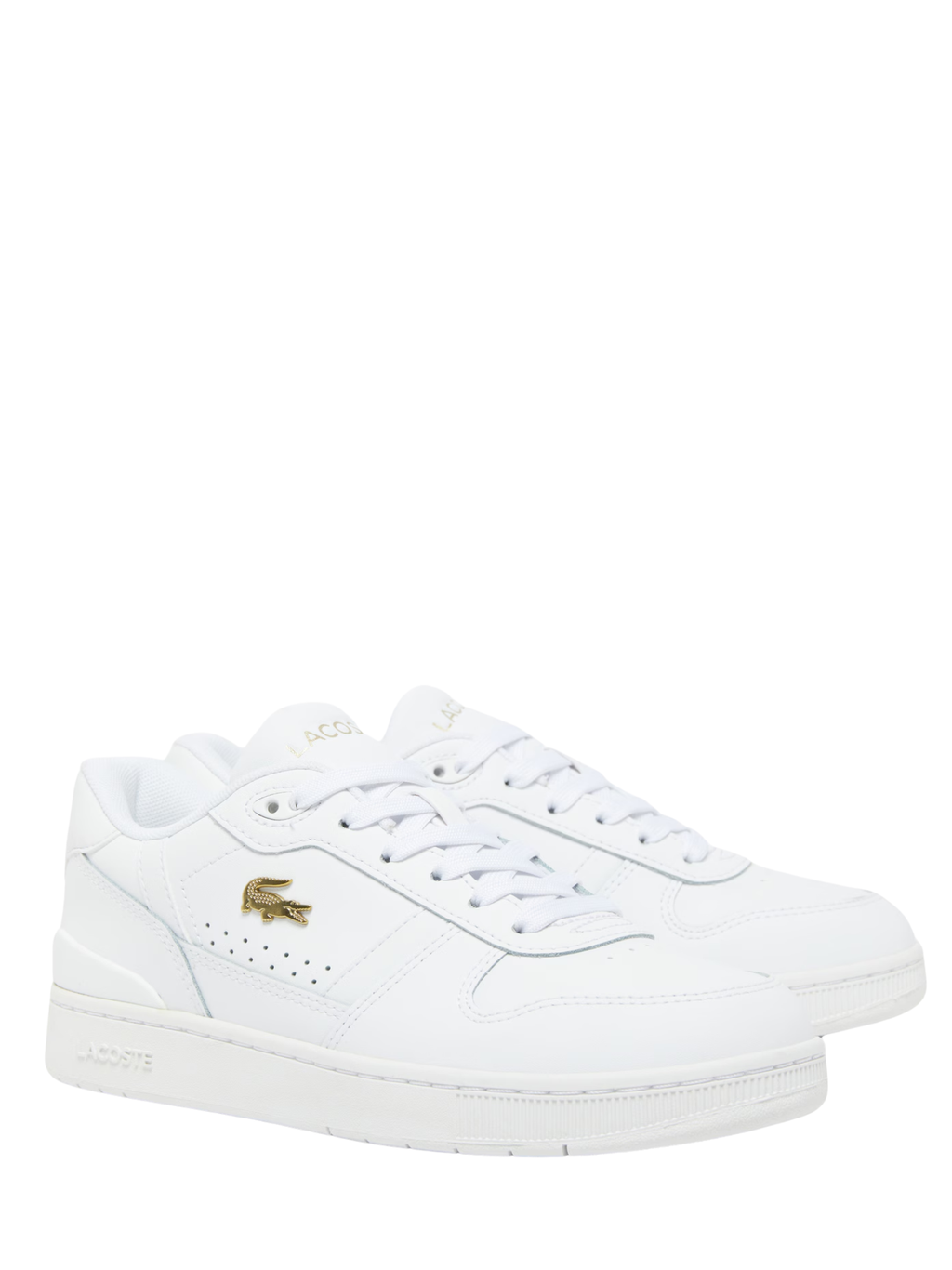 LACOSTE WOMEN T-Clip Set Leather Sneakers White/Gold