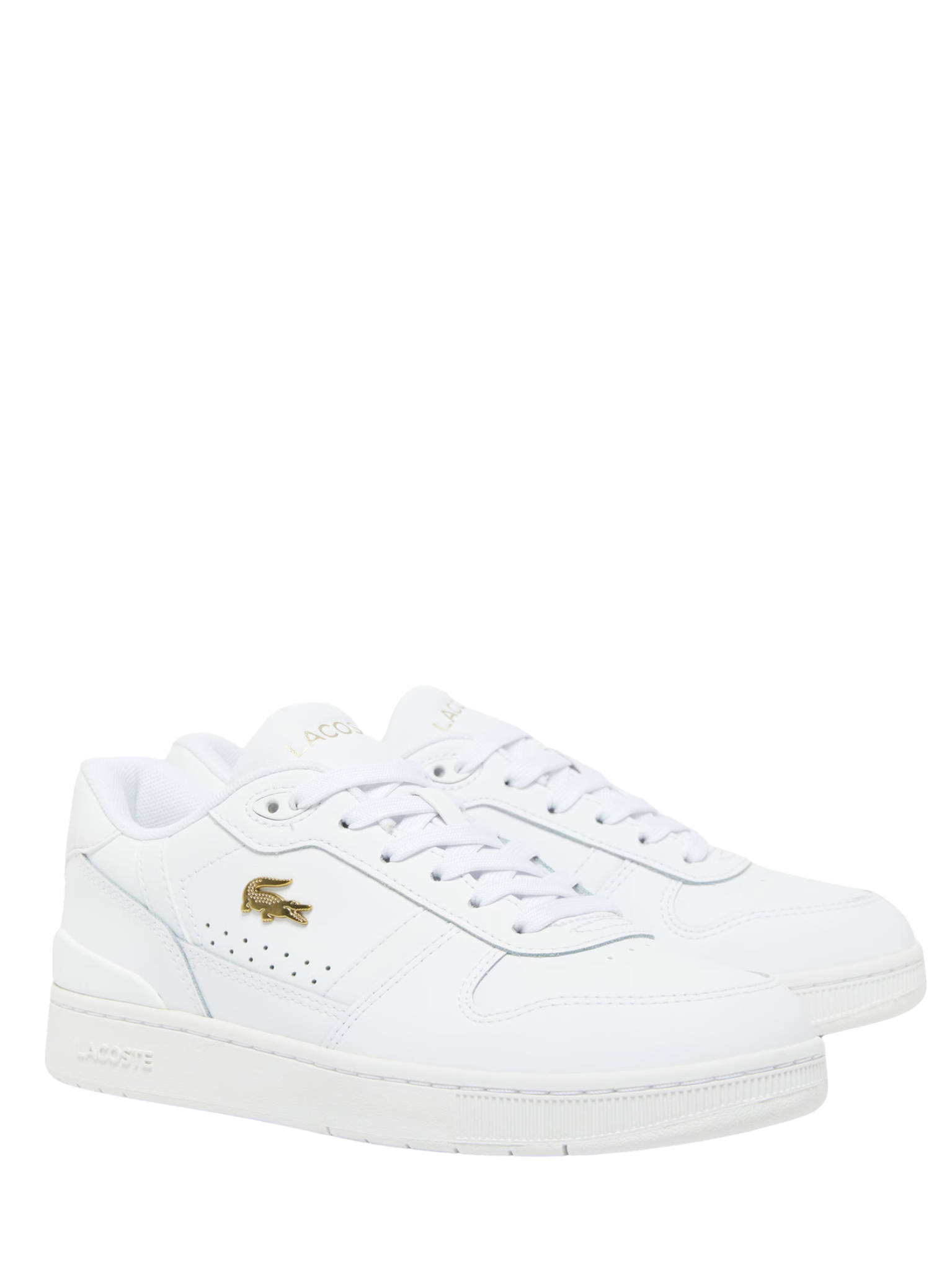 LACOSTE WOMEN T-Clip Set Leather Sneakers White/Gold