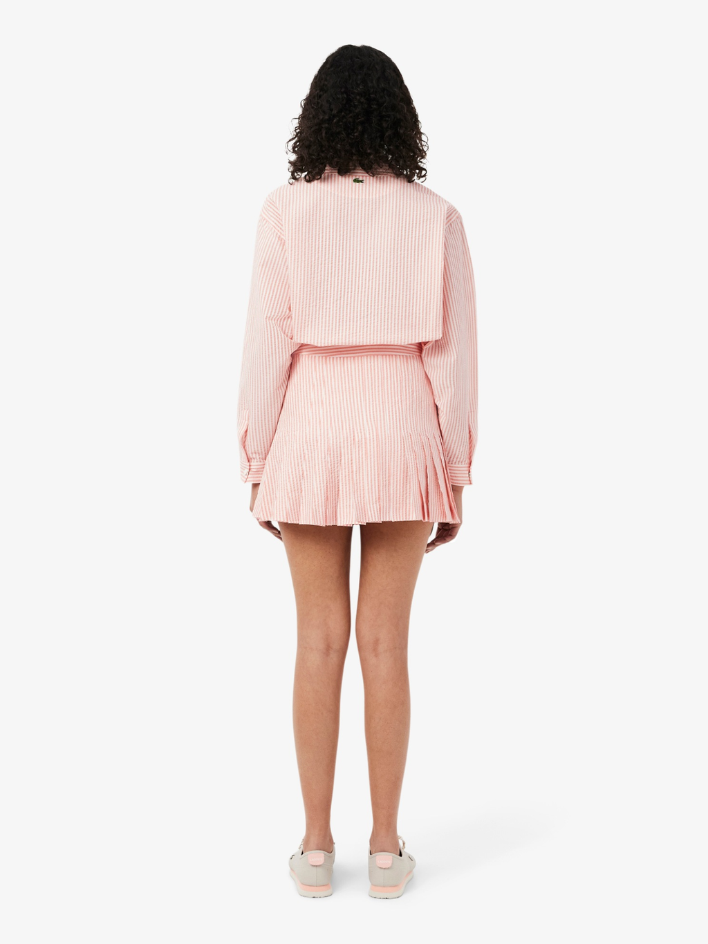 LACOSTE WOMEN Short Seersucker Wrap Skirt White/Pink