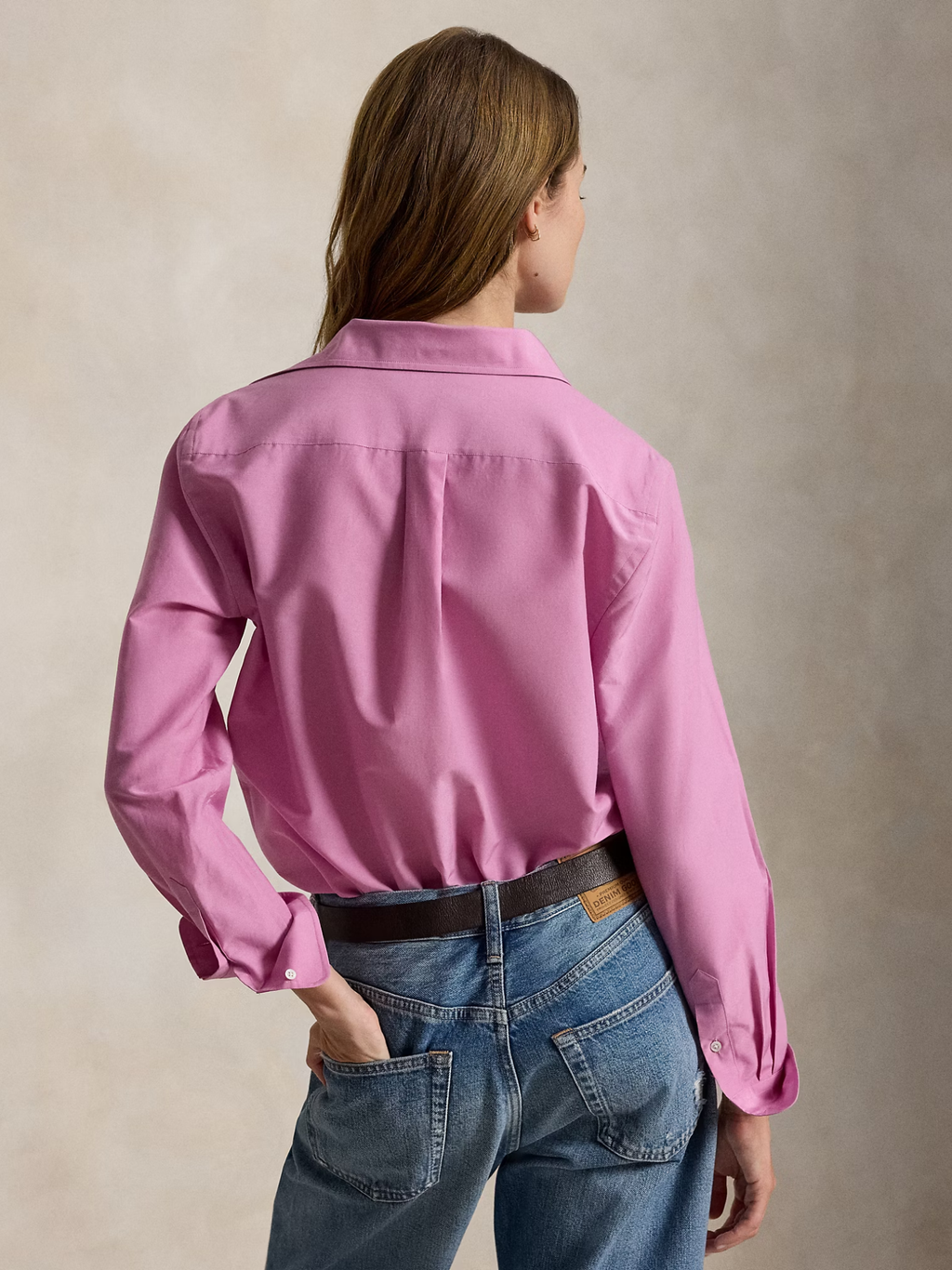 RALPH LAUREN WOMEN Relaxed Fit Cotton-Silk Shirt Beach Pink