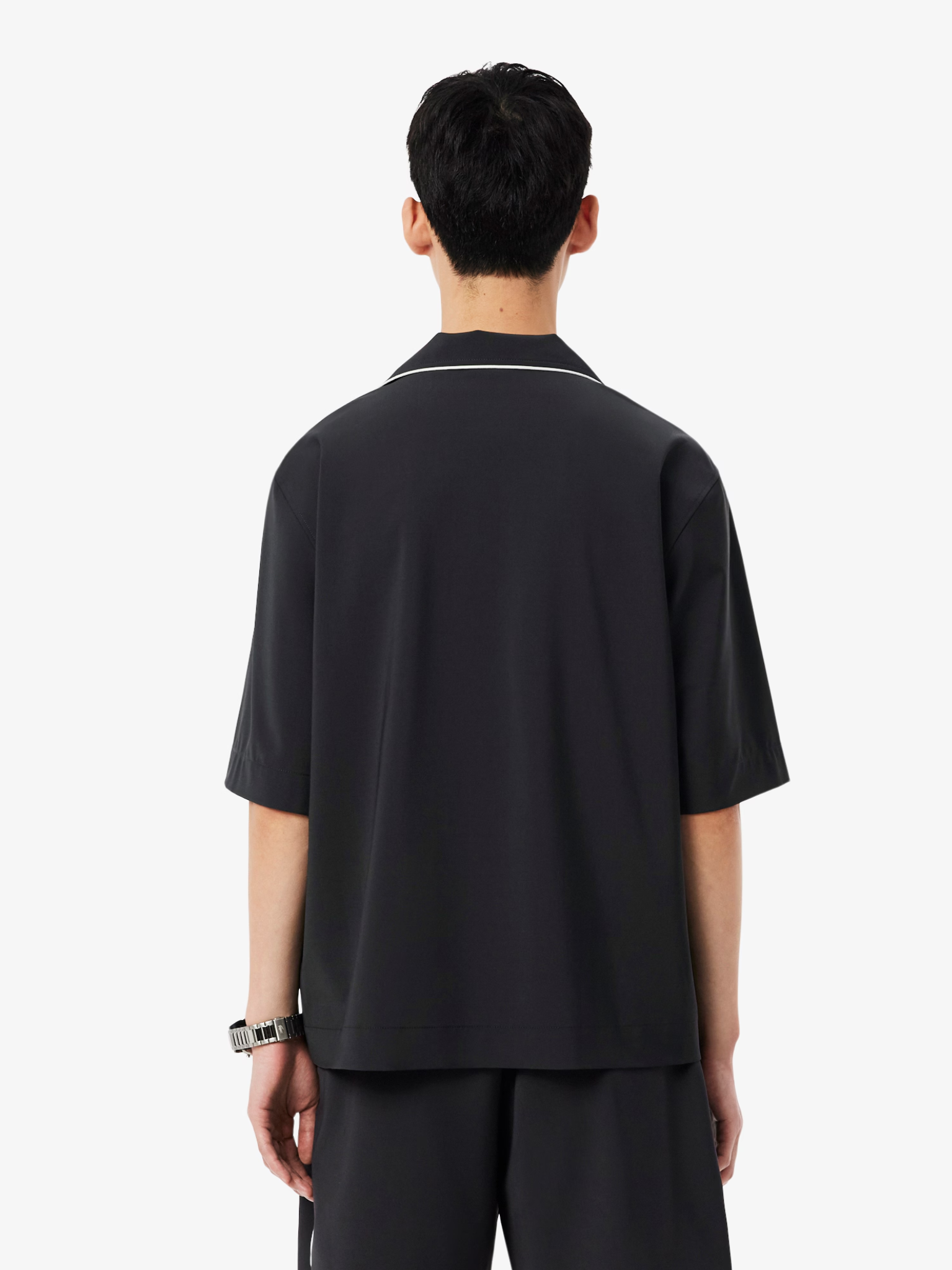 LACOSTE Relaxed Fit Short Sleeved Wool Shirt Dark Grey