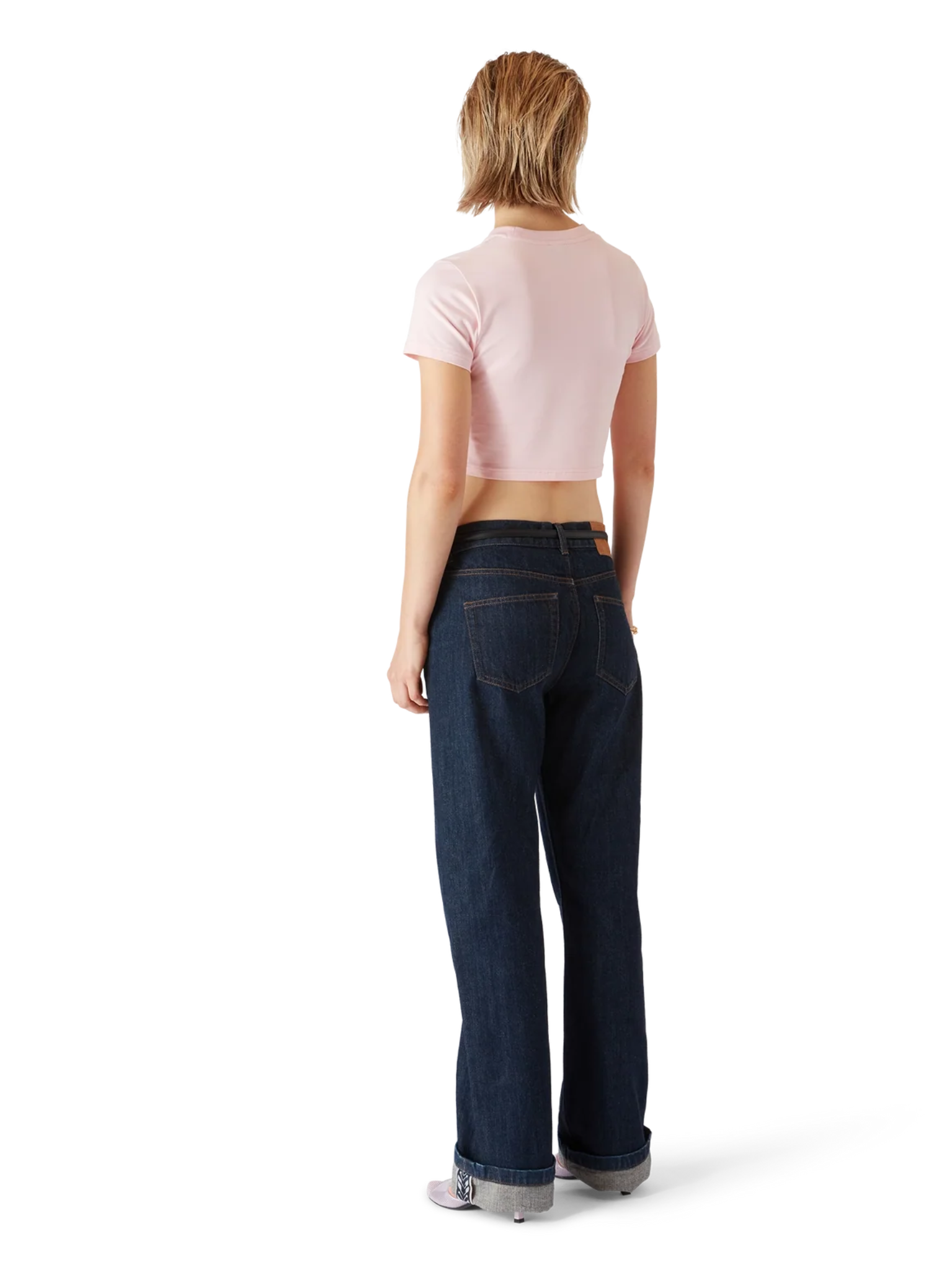 CASABLANCA WOMEN Orchid Logo Cropped Baby Tee Pink
