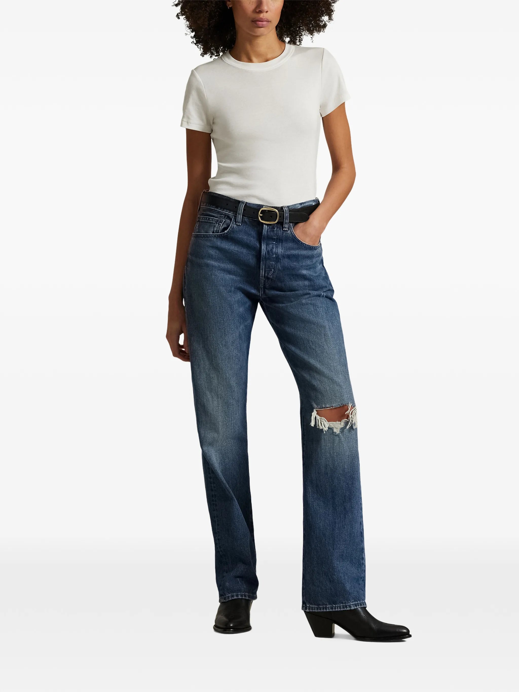 RALPH LAUREN WOMEN High-Rise Relaxed Straight Jeans Blue