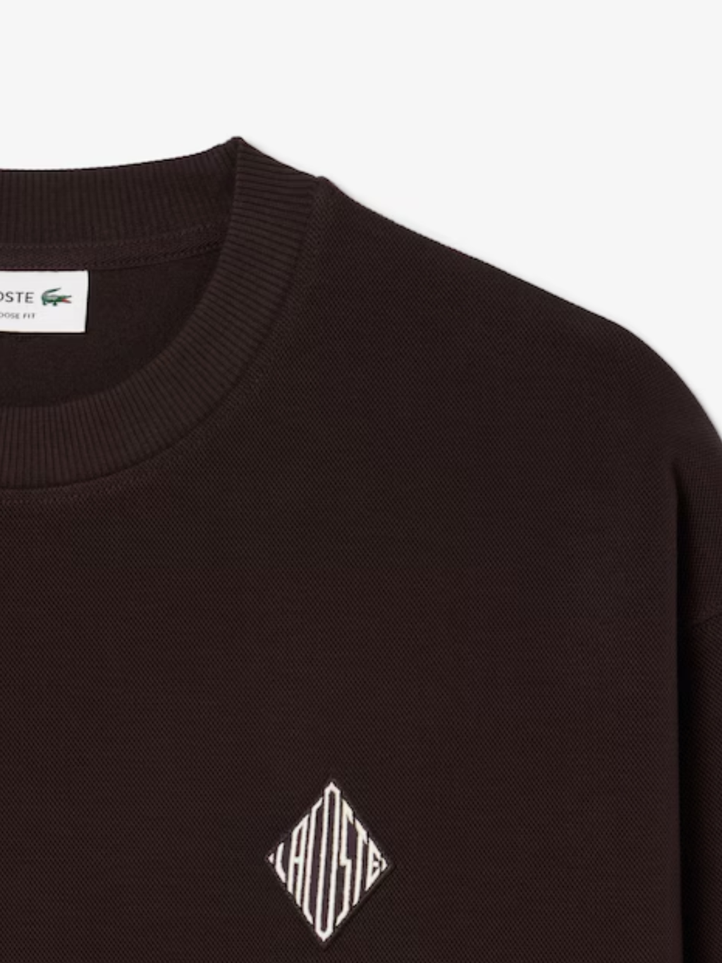 LACOSTE Double Face Piqué Badge Sweatshirt Brown